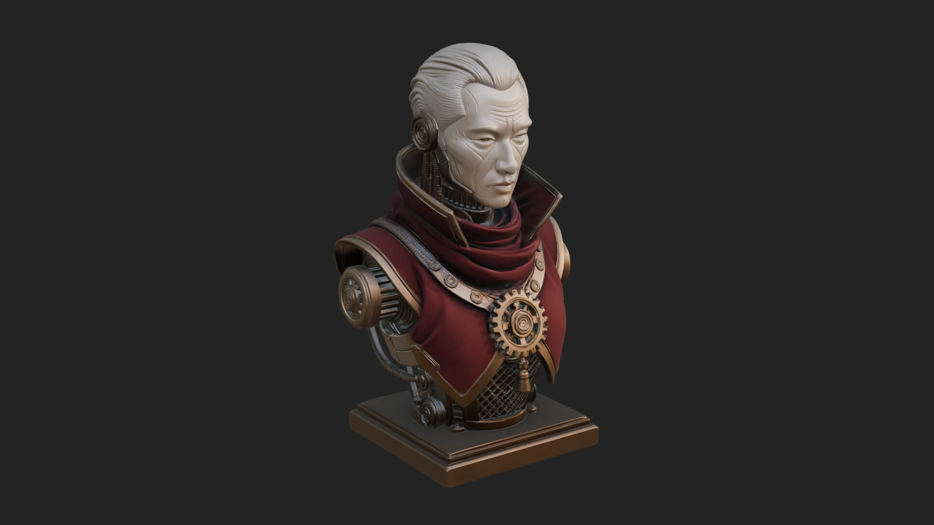 Steampunk Cyborg Man Bust Design 7 3D Print Model 3D Model