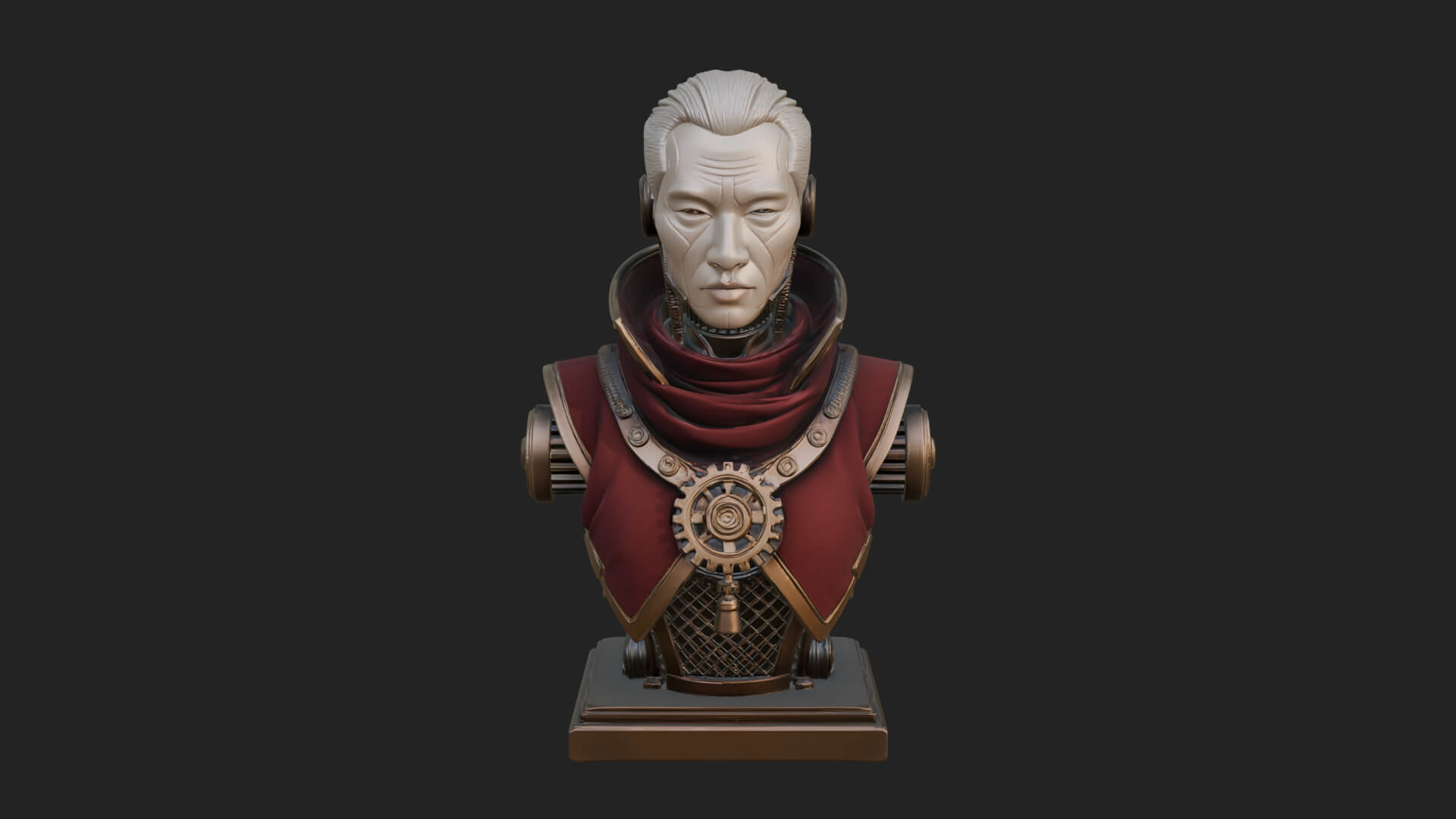Steampunk Cyborg Man Bust Design 7 3D Print Model 3D Model