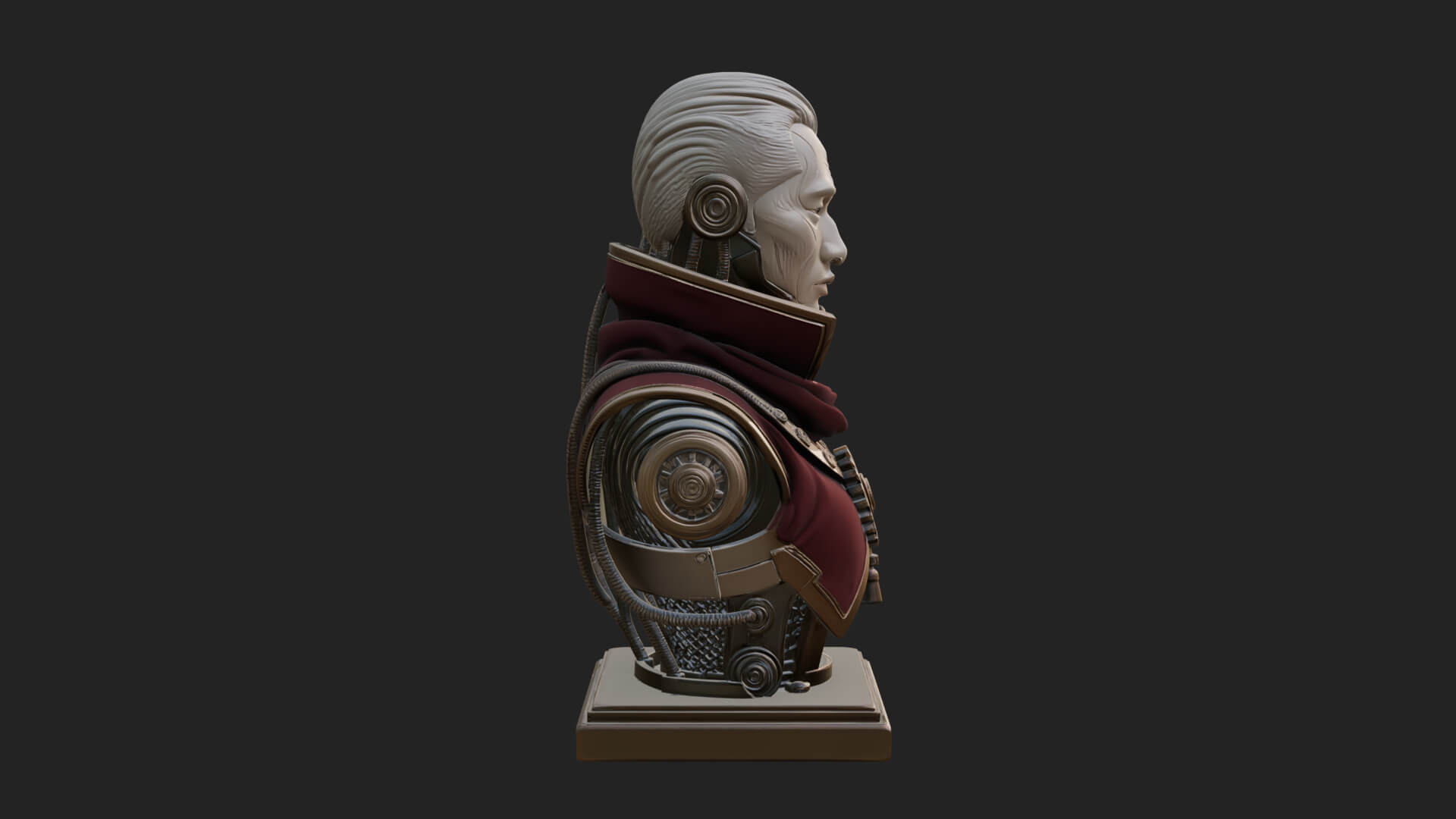 Steampunk Cyborg Man Bust Design 7 3D Print Model 3D Model
