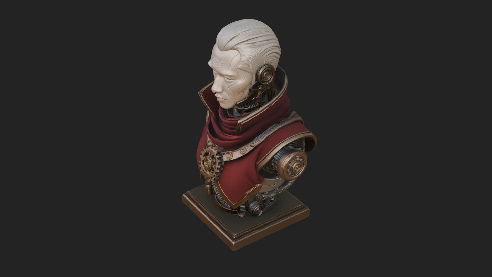 Steampunk Cyborg Man Bust Design 7 3D Print Model 3D Model