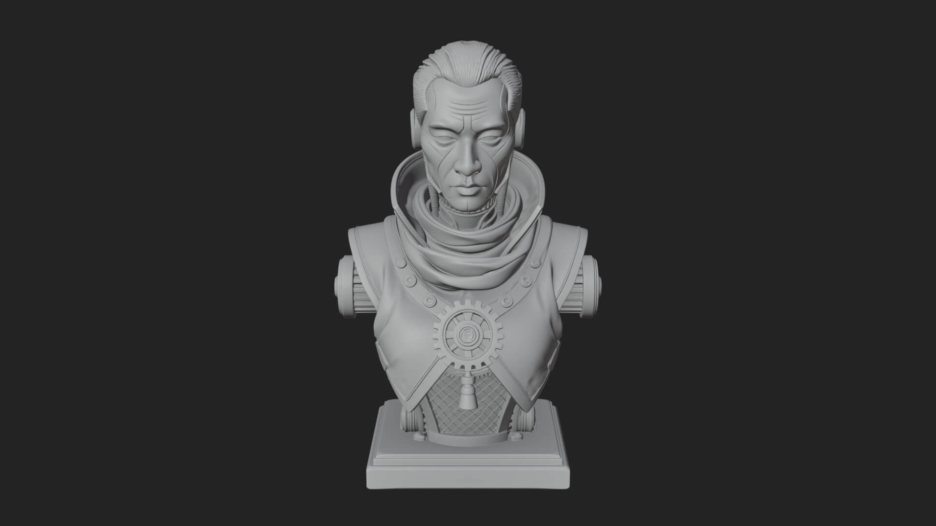 Steampunk Cyborg Man Bust Design 7 3D Print Model 3D Model
