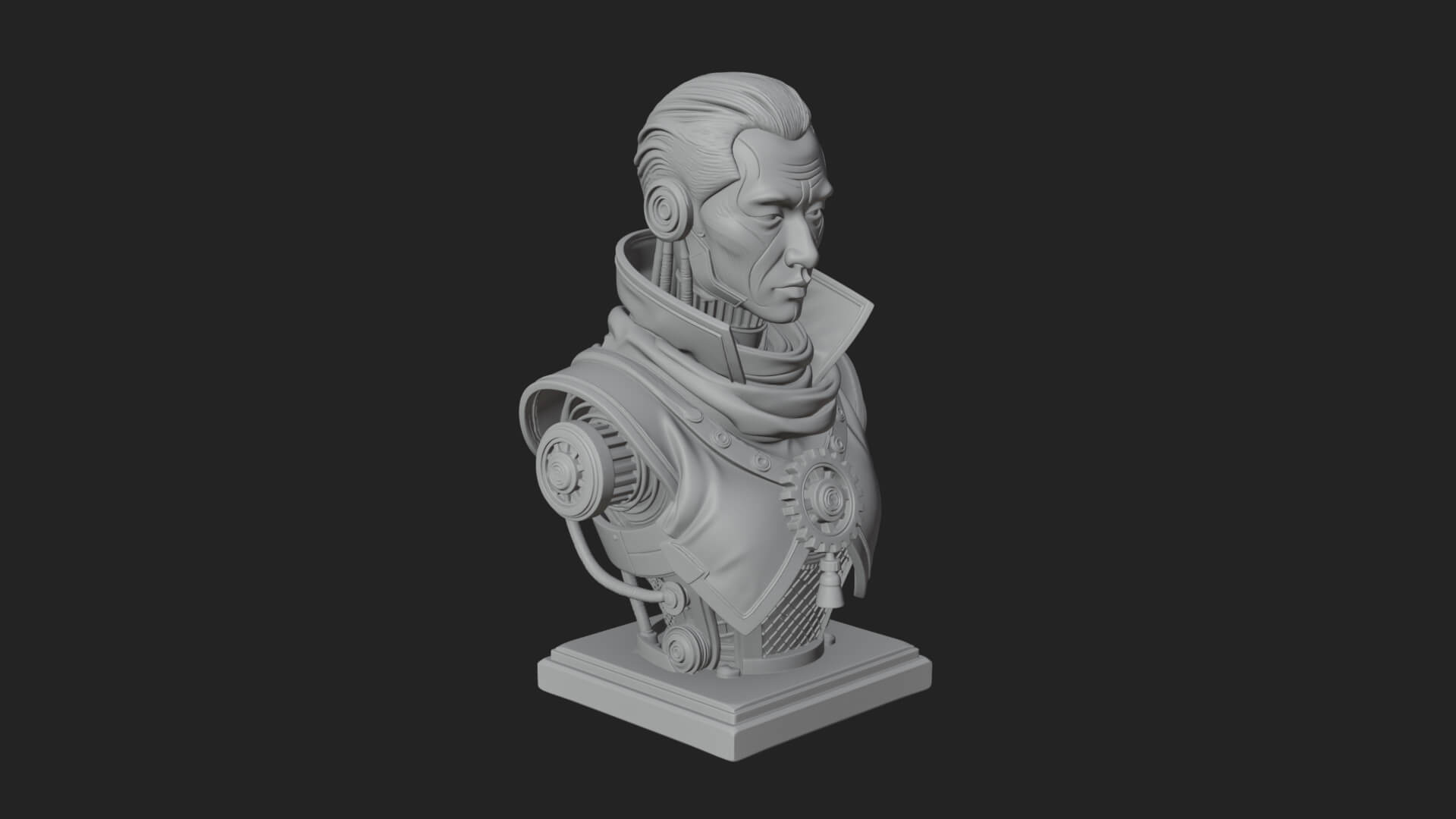 Steampunk Cyborg Man Bust Design 7 3D Print Model 3D Model