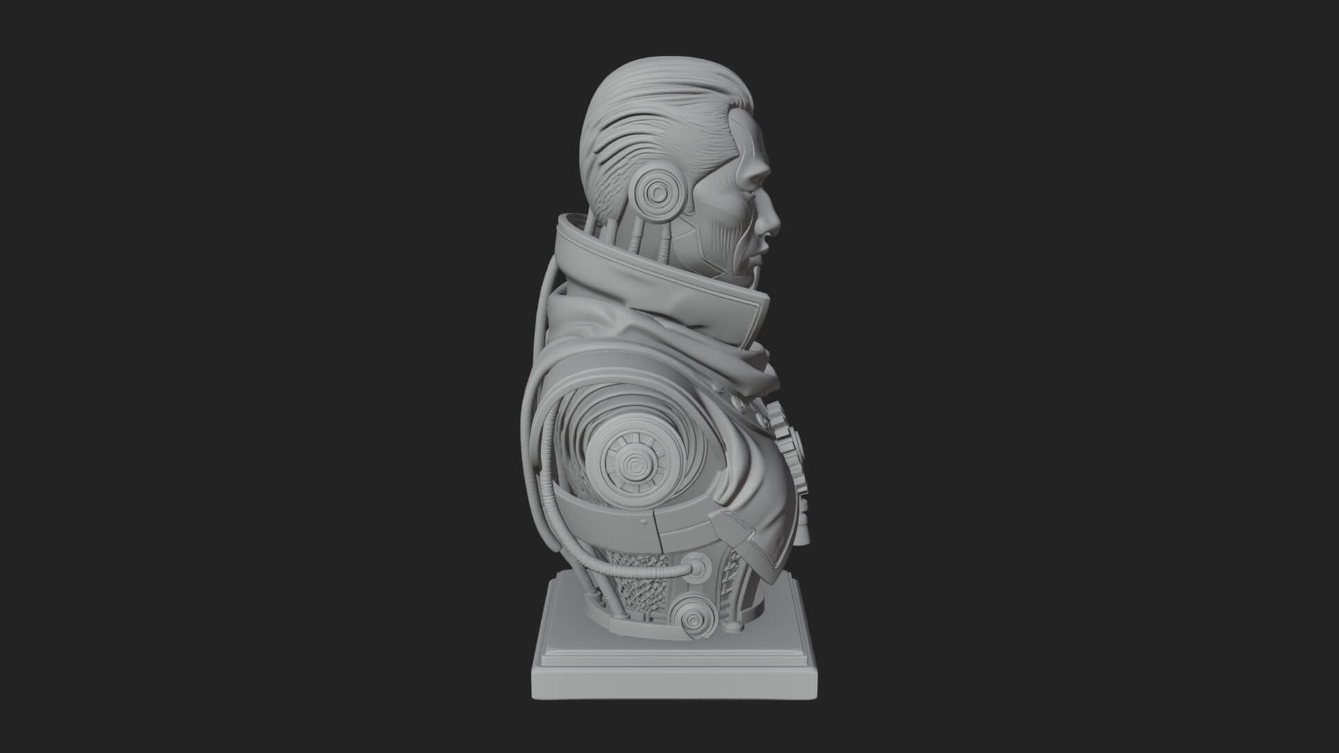 Steampunk Cyborg Man Bust Design 7 3D Print Model 3D Model