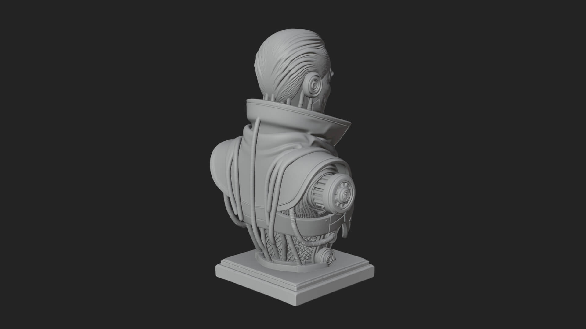 Steampunk Cyborg Man Bust Design 7 3D Print Model 3D Model