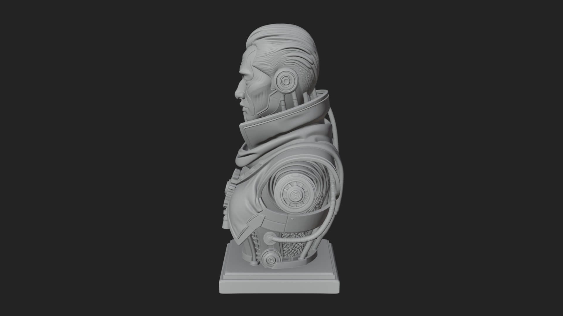Steampunk Cyborg Man Bust Design 7 3D Print Model 3D Model