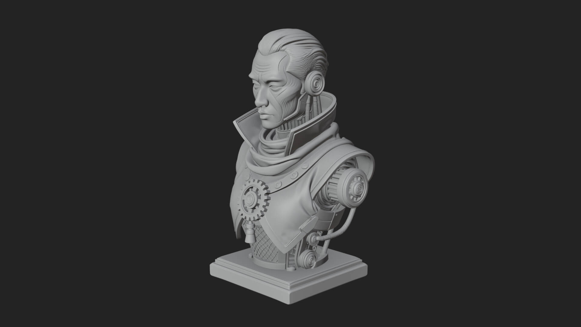 Steampunk Cyborg Man Bust Design 7 3D Print Model 3D Model