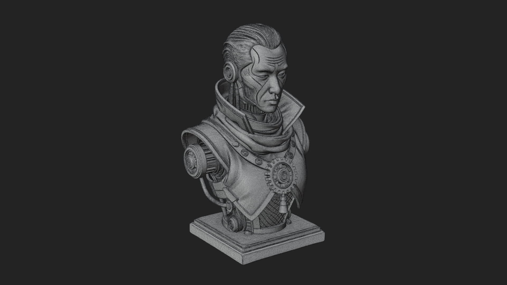 Steampunk Cyborg Man Bust Design 7 3D Print Model 3D Model