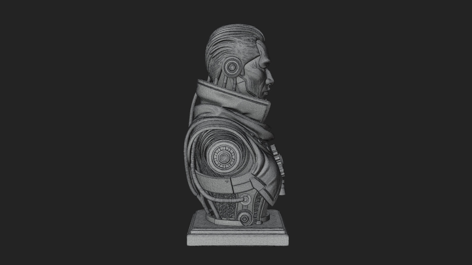 Steampunk Cyborg Man Bust Design 7 3D Print Model 3D Model
