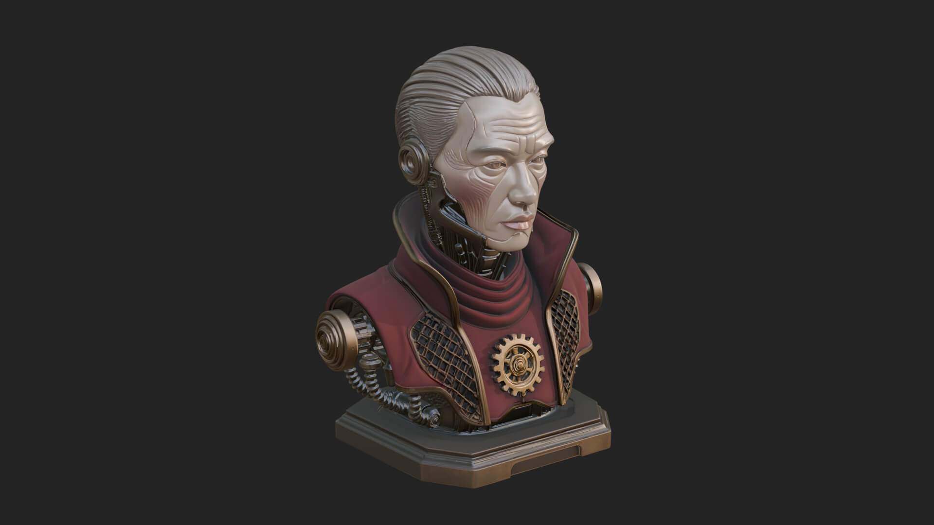 Steampunk Cyborg Man Bust Design 8 3D Print Model 3D Model