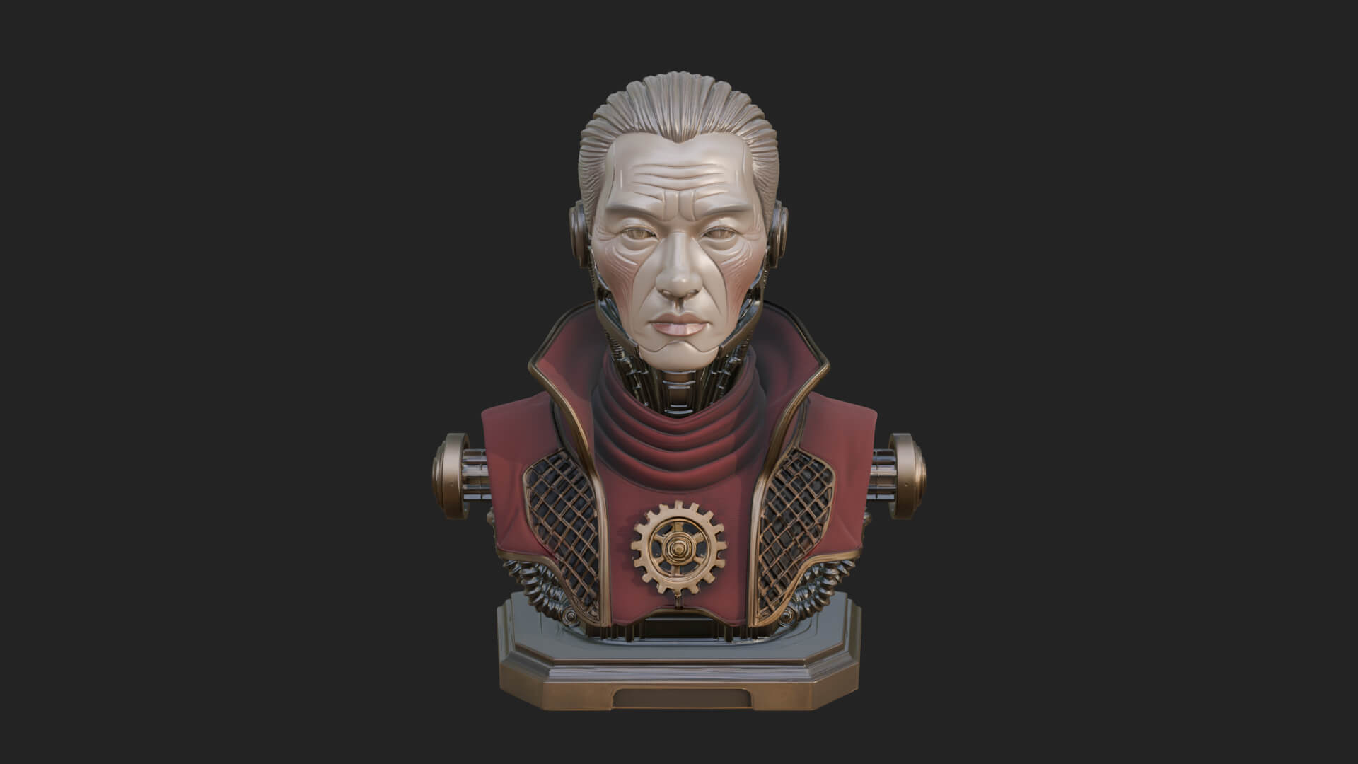 Steampunk Cyborg Man Bust Design 8 3D Print Model 3D Model