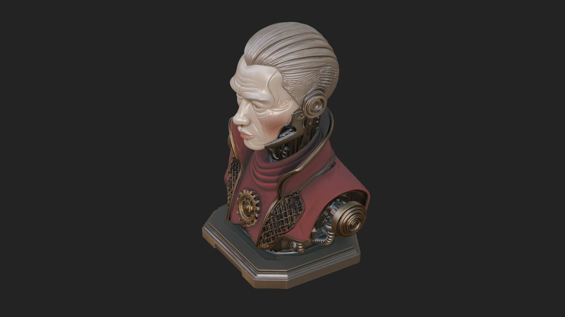 Steampunk Cyborg Man Bust Design 8 3D Print Model 3D Model