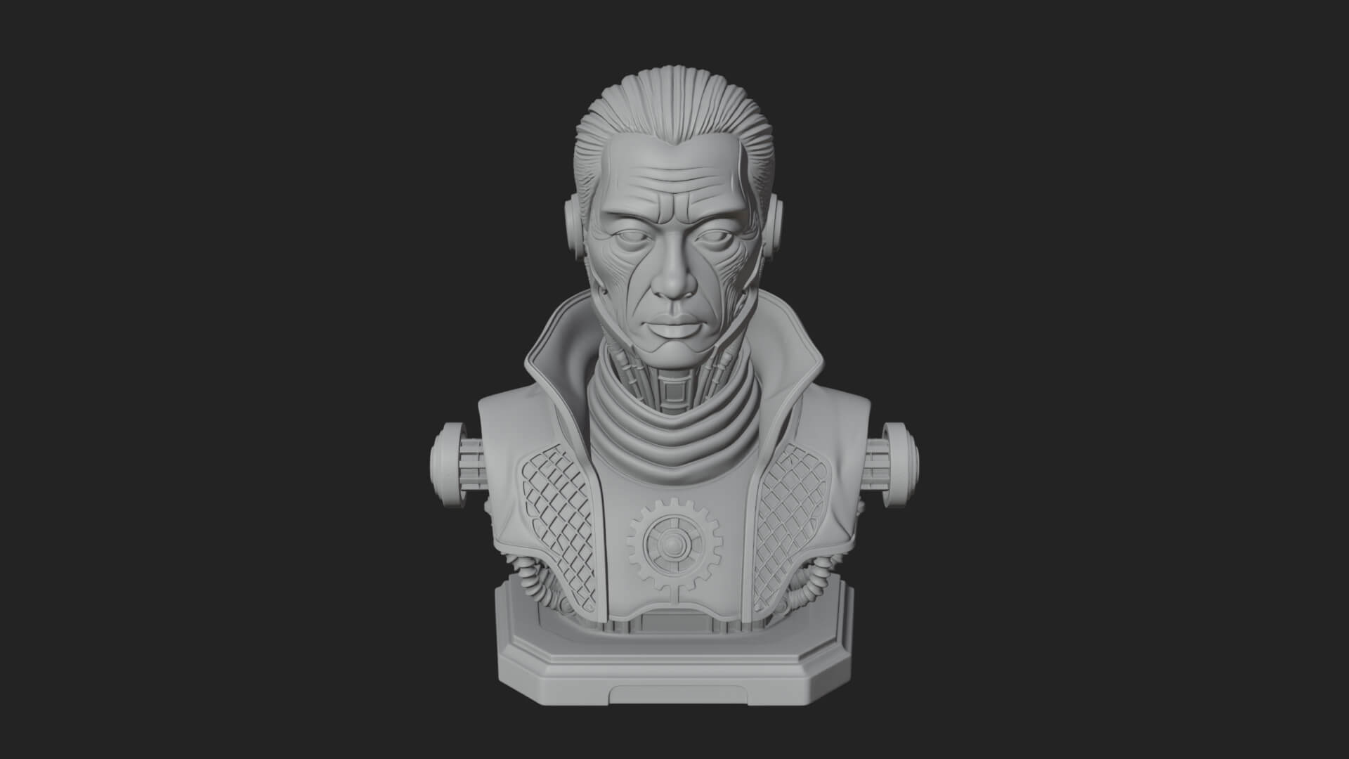 Steampunk Cyborg Man Bust Design 8 3D Print Model 3D Model