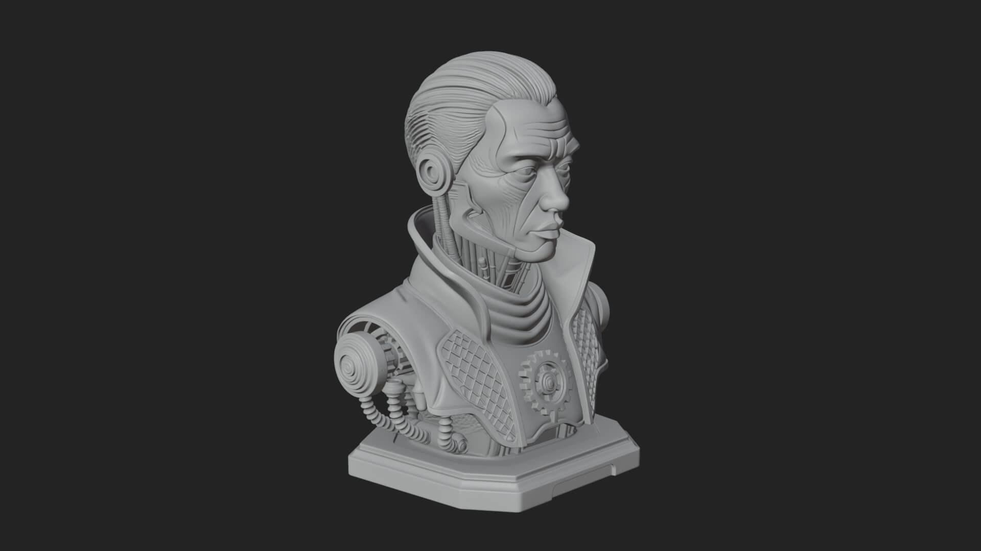 Steampunk Cyborg Man Bust Design 8 3D Print Model 3D Model