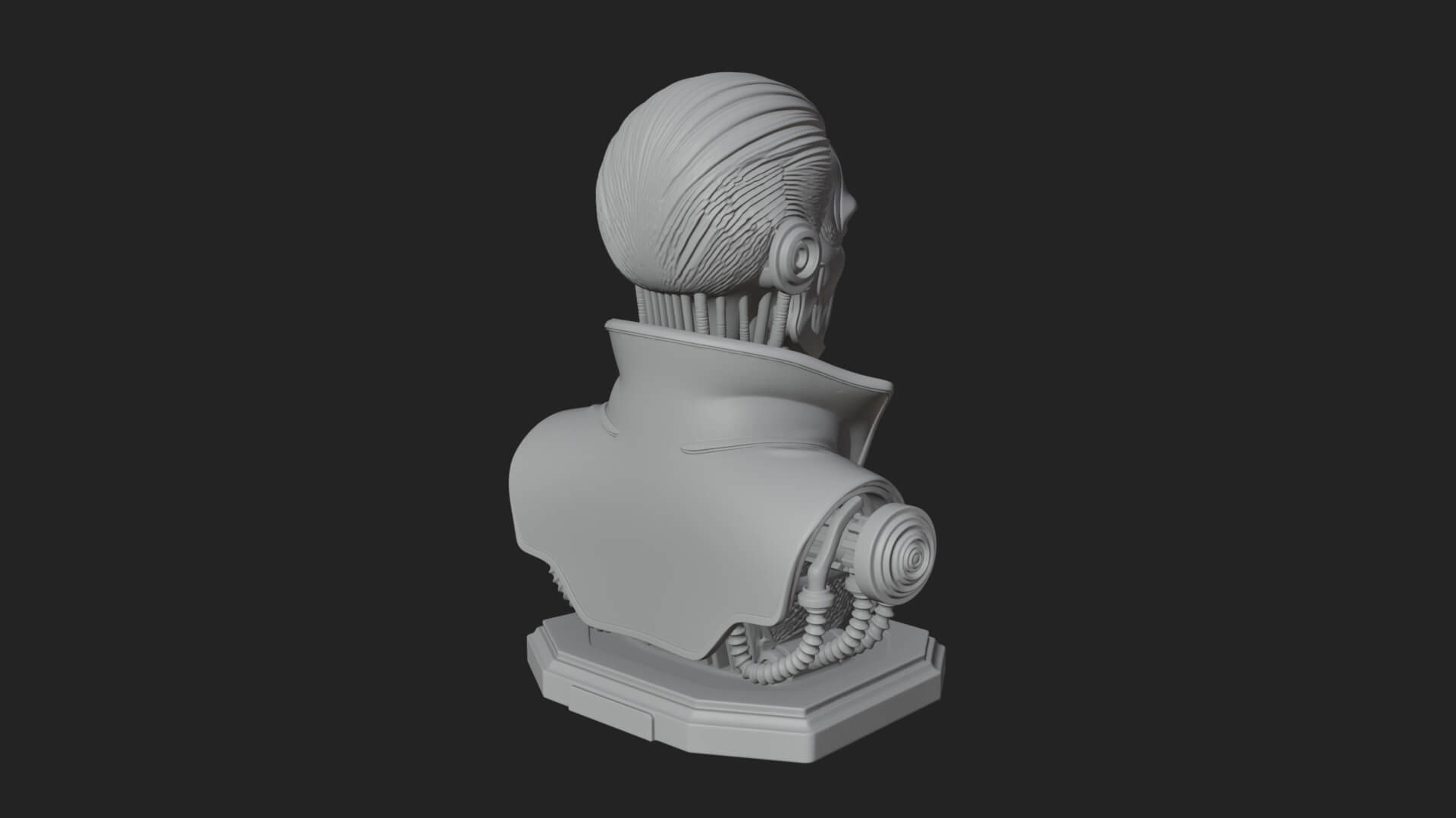 Steampunk Cyborg Man Bust Design 8 3D Print Model 3D Model