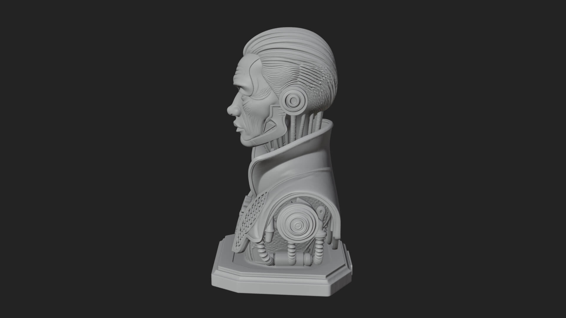 Steampunk Cyborg Man Bust Design 8 3D Print Model 3D Model