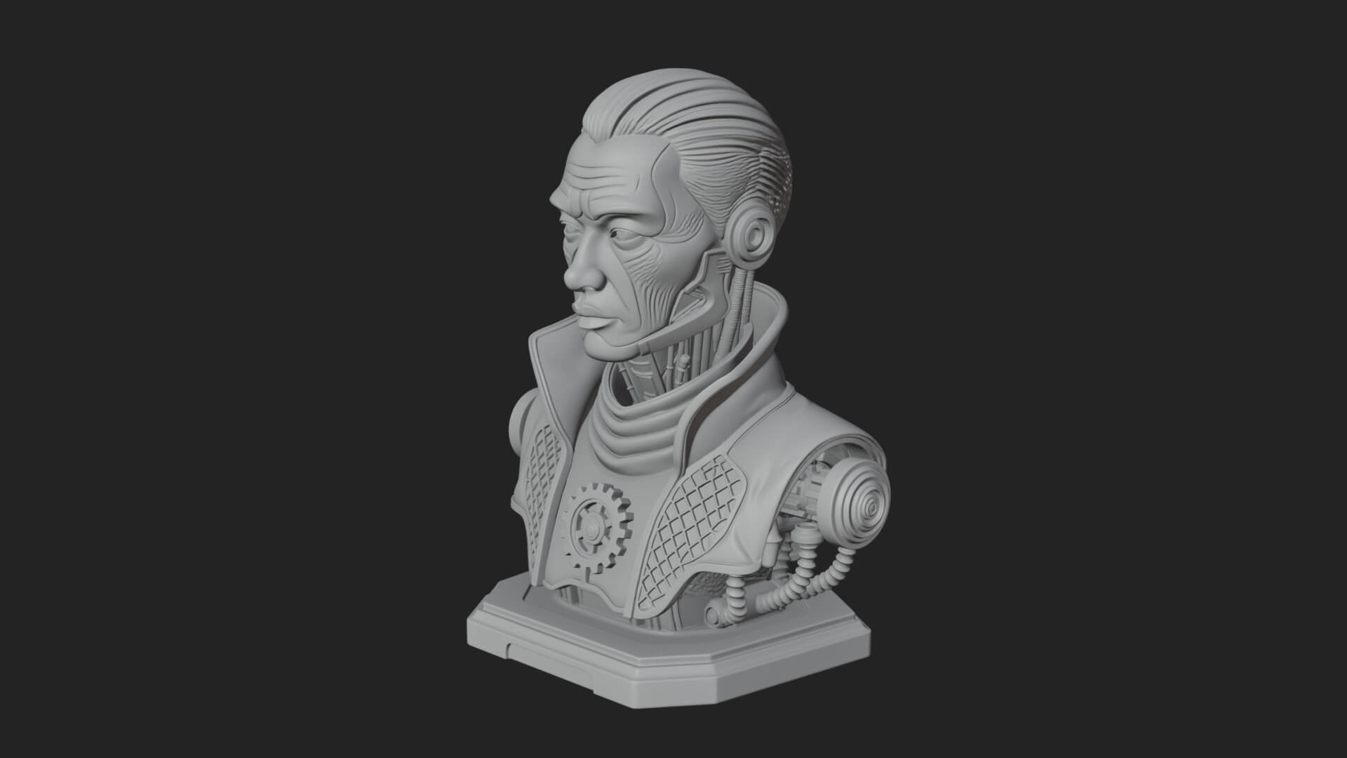Steampunk Cyborg Man Bust Design 8 3D Print Model 3D Model