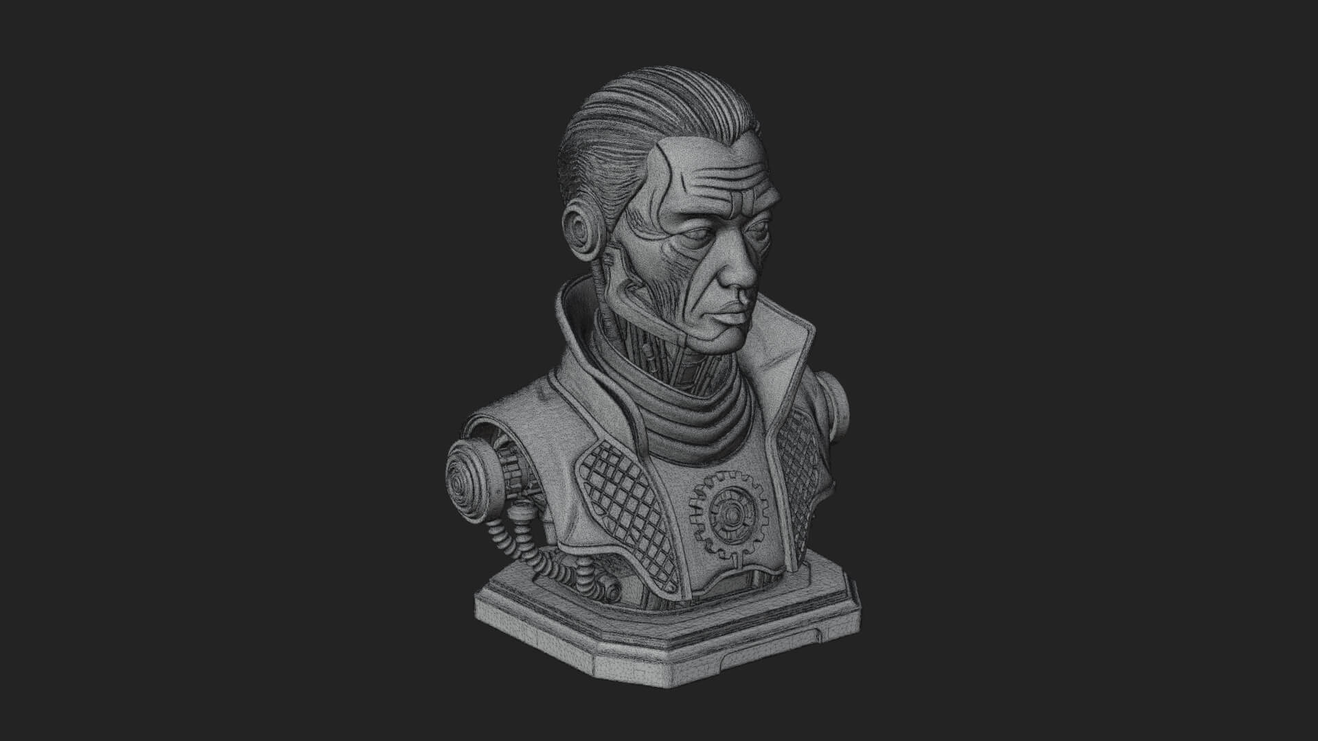 Steampunk Cyborg Man Bust Design 8 3D Print Model 3D Model