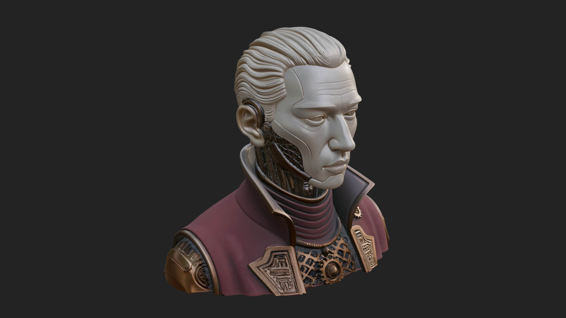 Steampunk Cyborg Man Bust Design 9 3D Print Model 3D Model