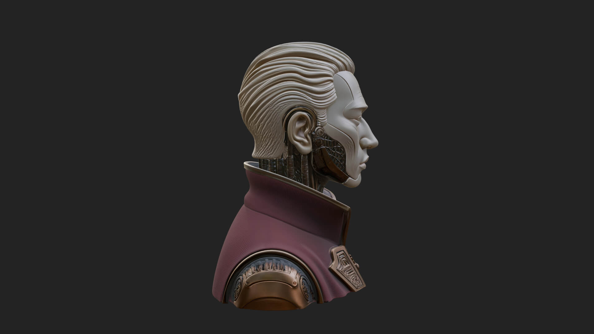 Steampunk Cyborg Man Bust Design 9 3D Print Model 3D Model