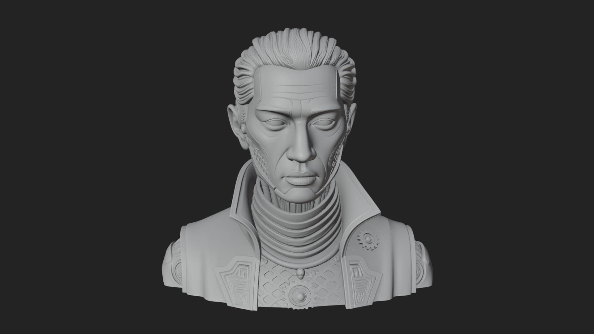 Steampunk Cyborg Man Bust Design 9 3D Print Model 3D Model