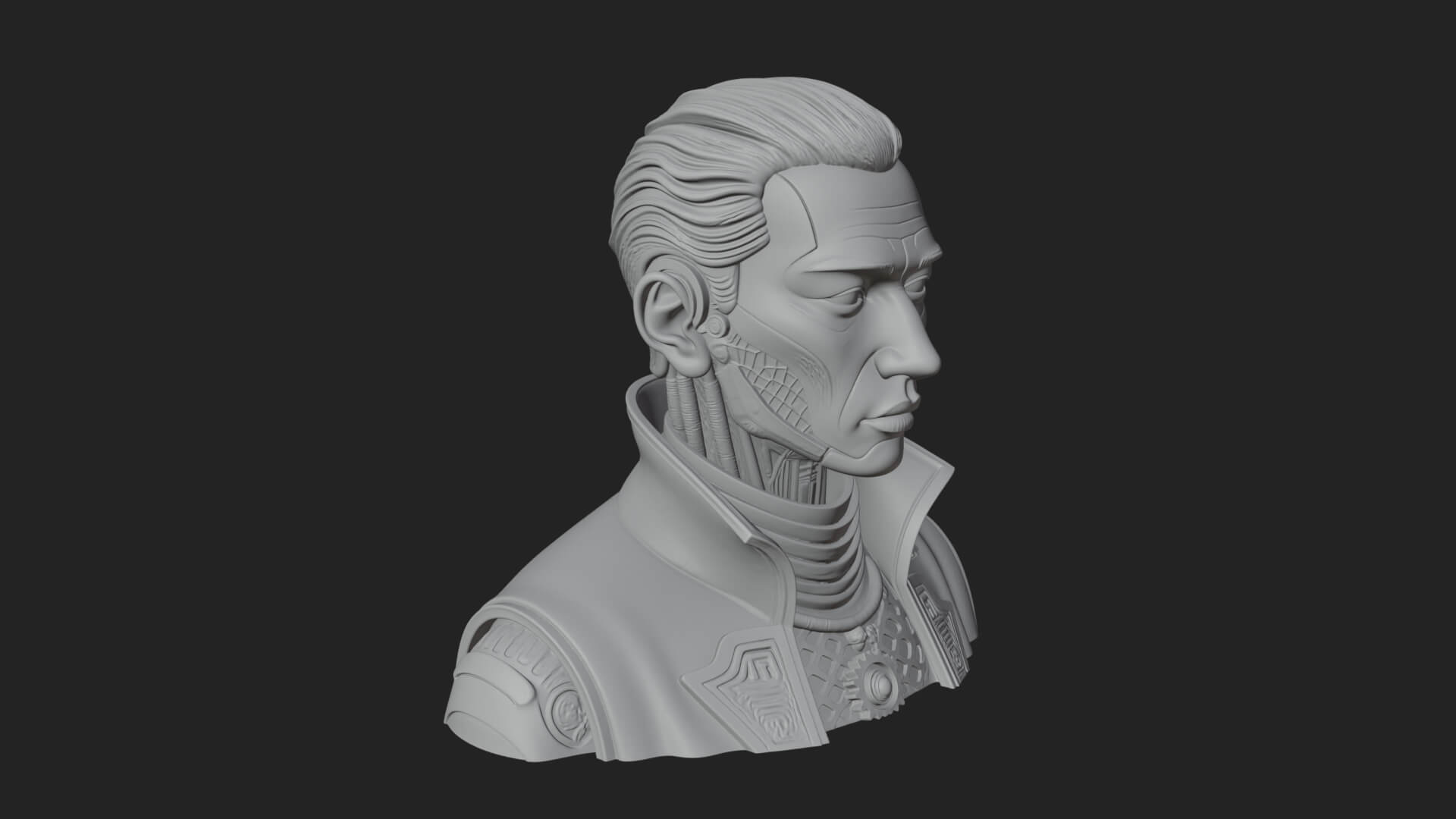 Steampunk Cyborg Man Bust Design 9 3D Print Model 3D Model