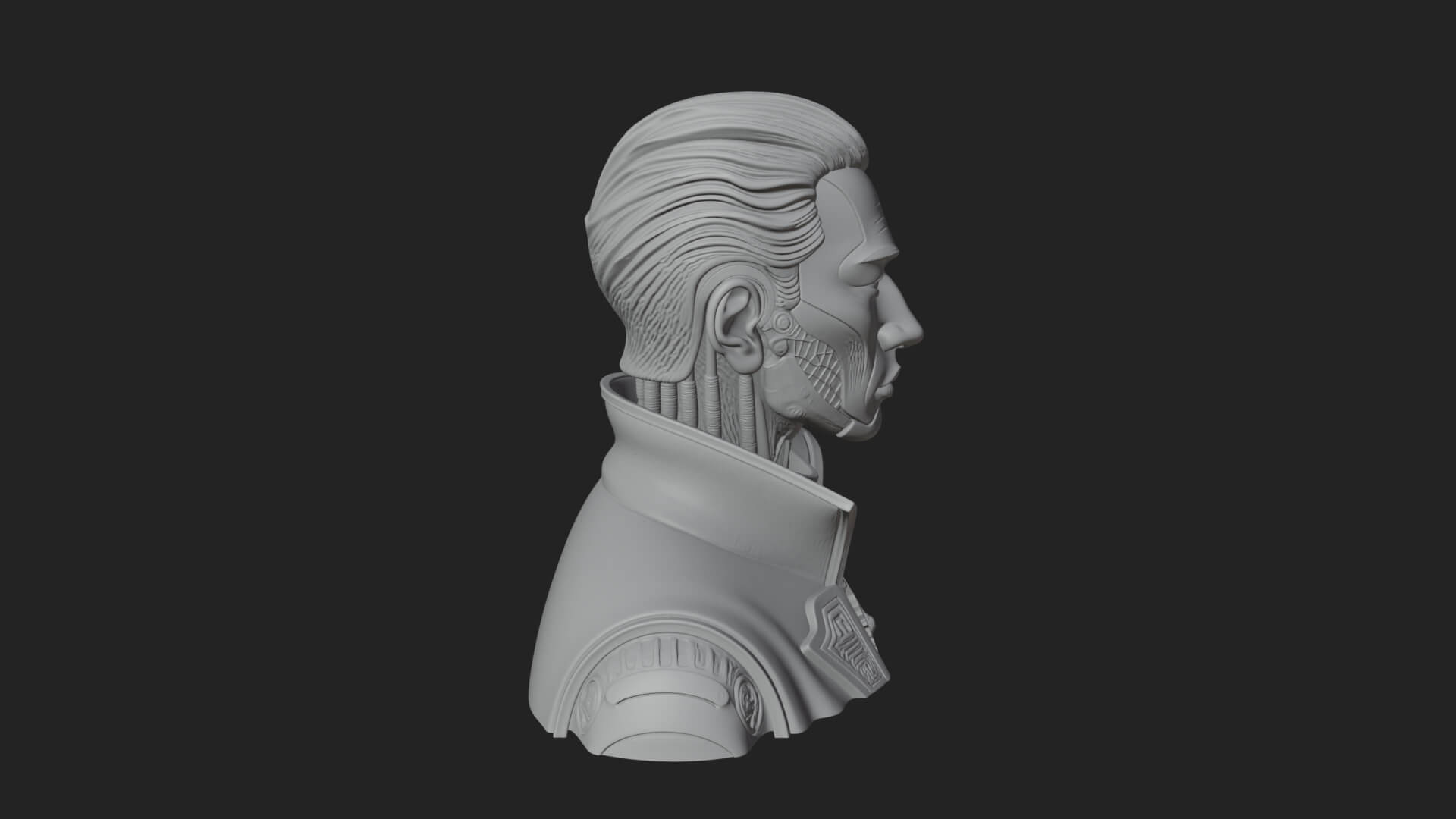 Steampunk Cyborg Man Bust Design 9 3D Print Model 3D Model