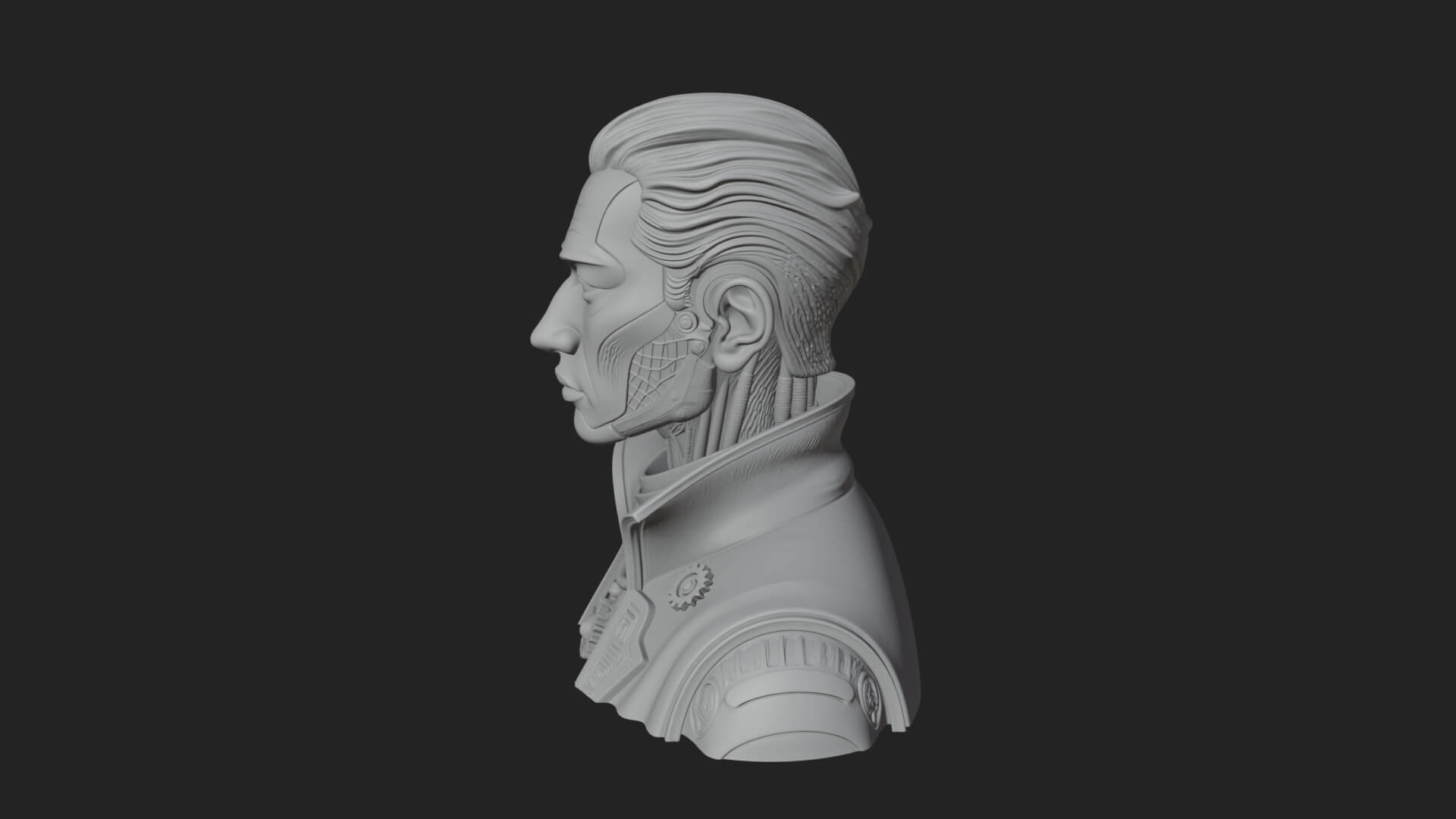Steampunk Cyborg Man Bust Design 9 3D Print Model 3D Model