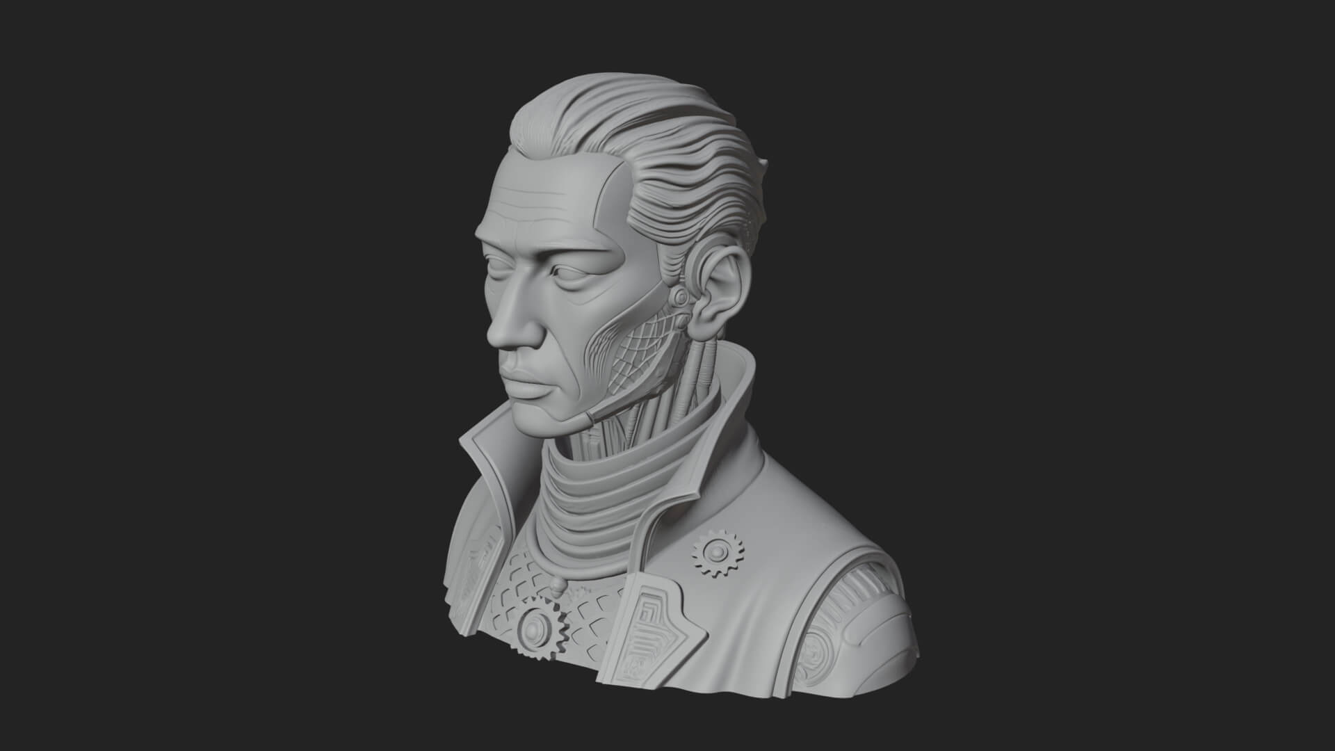 Steampunk Cyborg Man Bust Design 9 3D Print Model 3D Model
