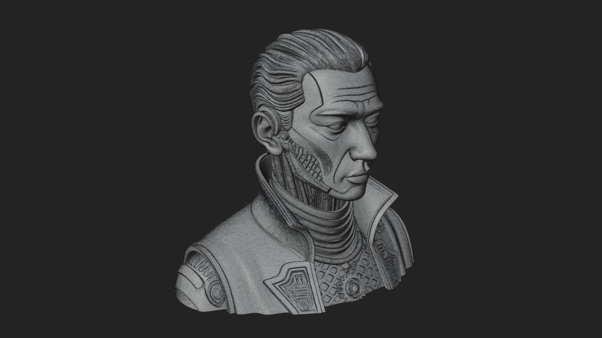 Steampunk Cyborg Man Bust Design 9 3D Print Model 3D Model