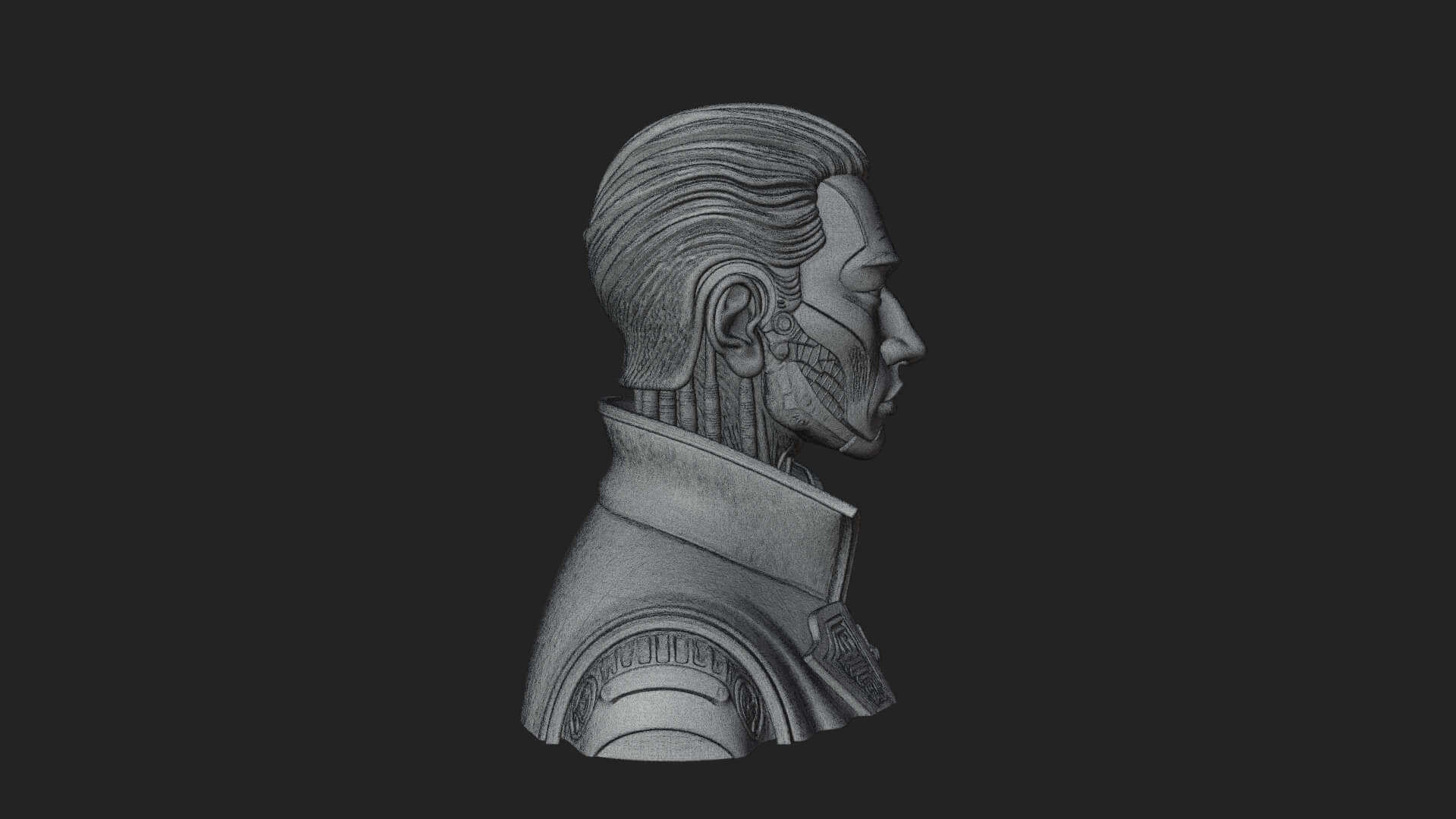 Steampunk Cyborg Man Bust Design 9 3D Print Model 3D Model