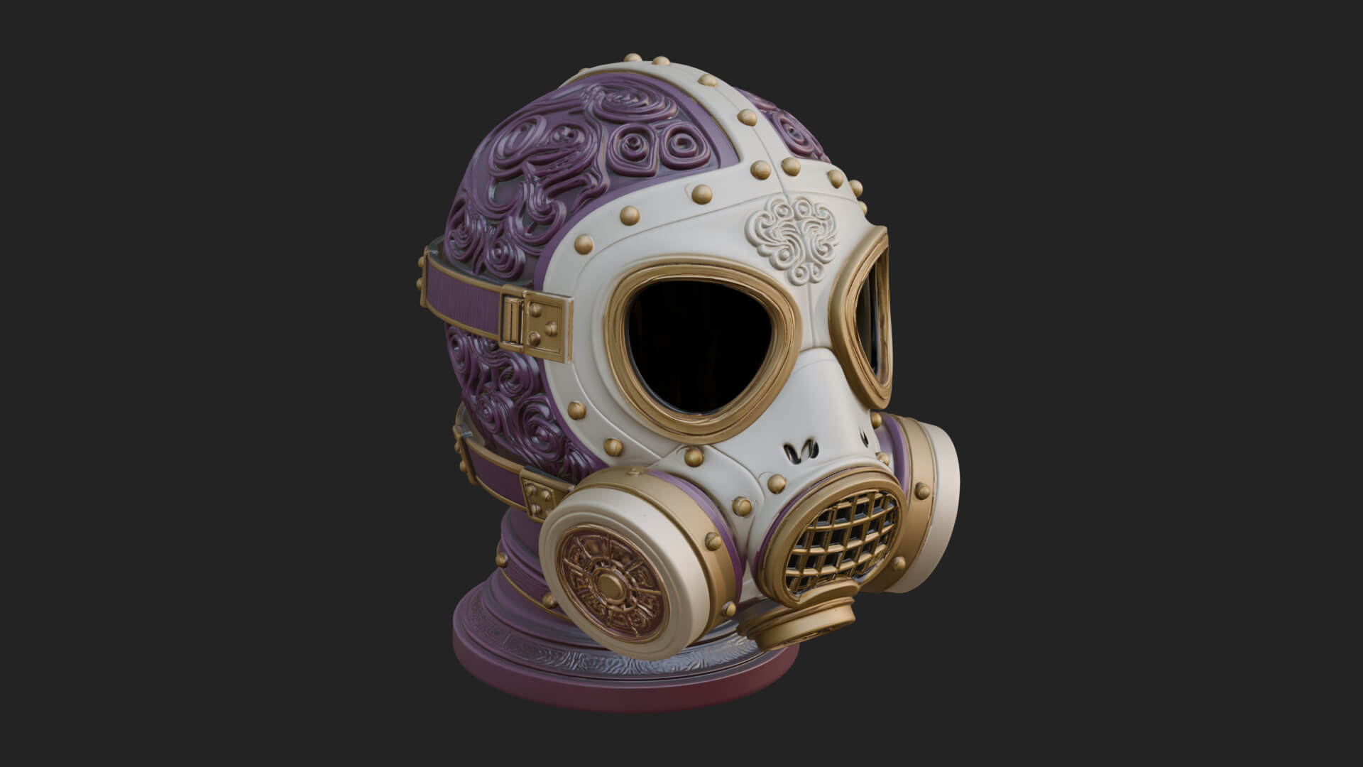 Steampunk Gas Mask Statue Design 1 3D Print Model by ARCHVANTA