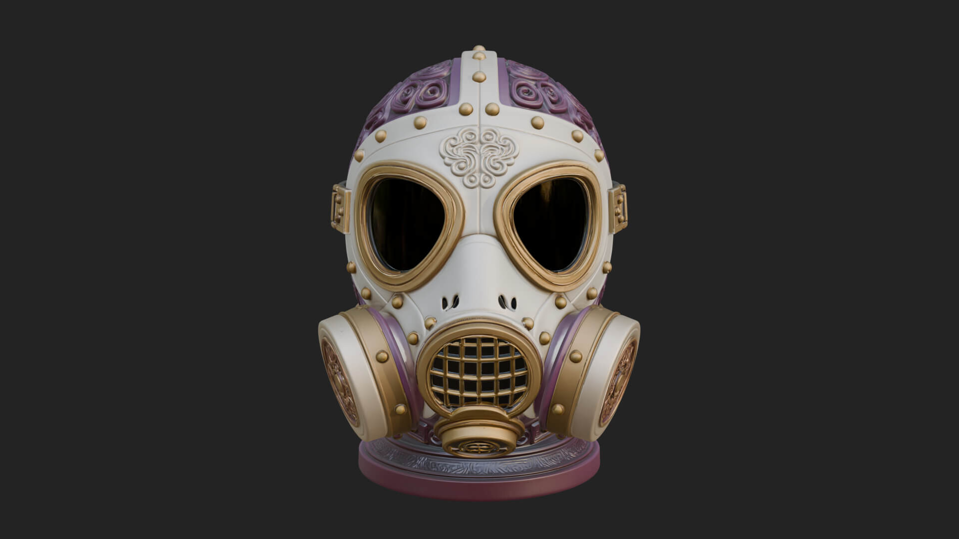 Steampunk Gas Mask Statue Design 1 3D Print Model by ARCHVANTA
