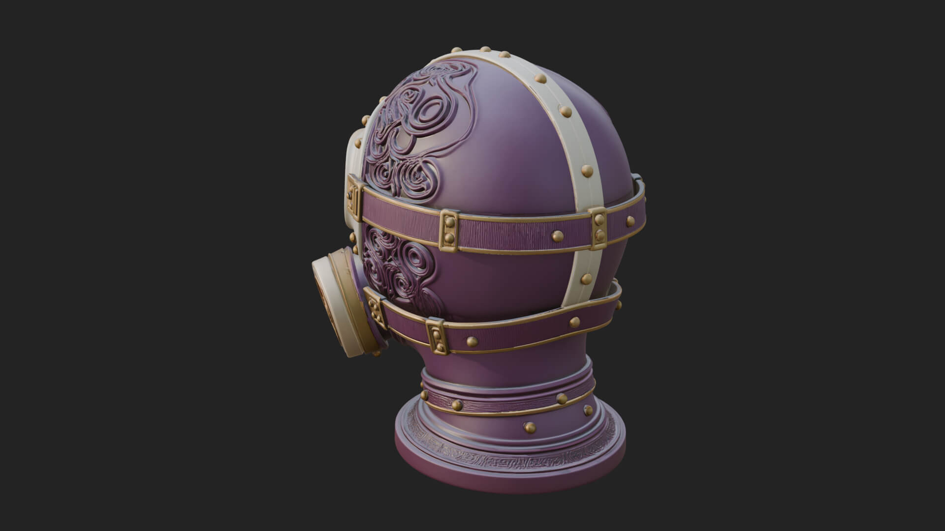 Steampunk Gas Mask Statue Design 1 3D Print Model by ARCHVANTA