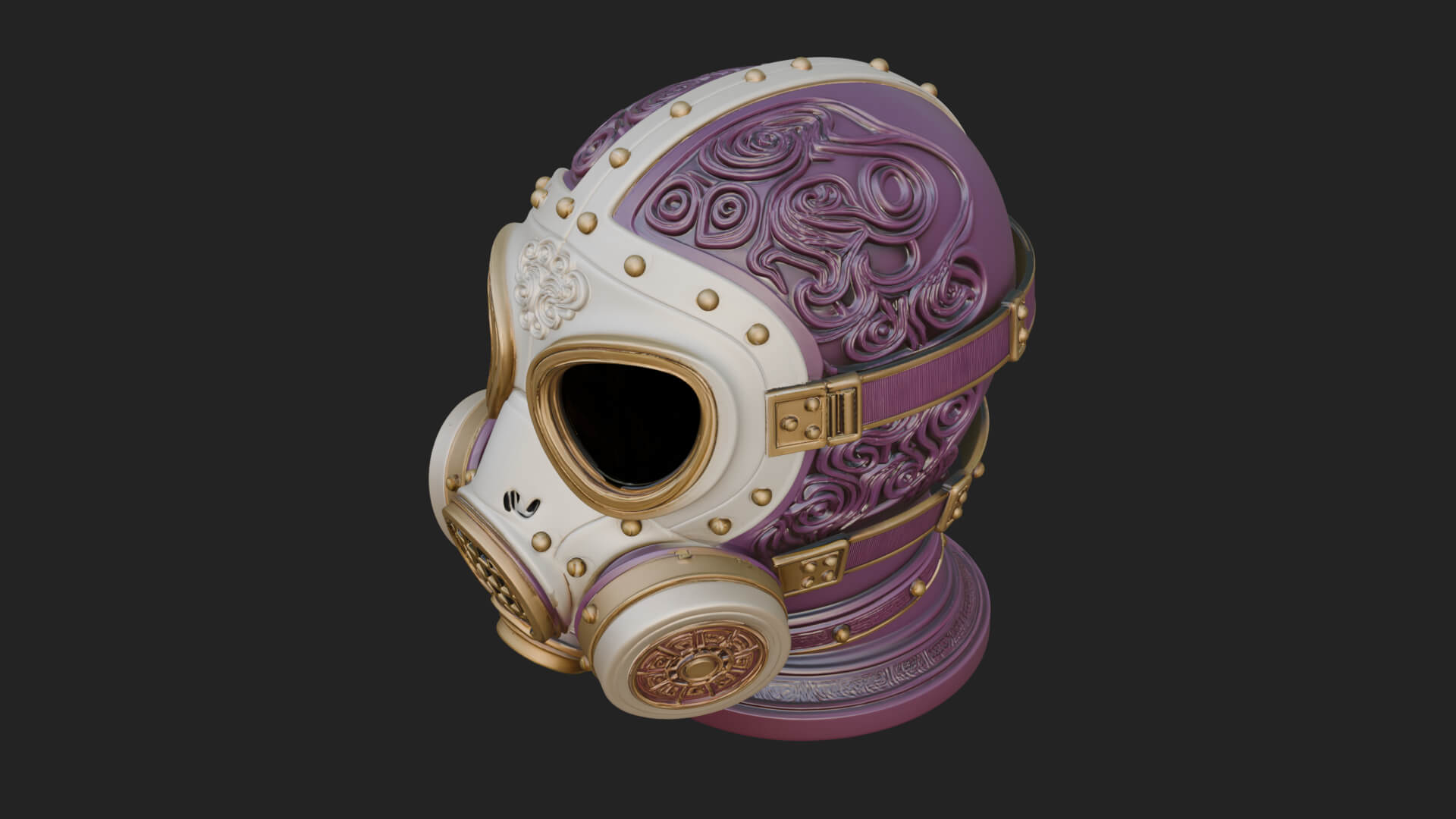 Steampunk Gas Mask Statue Design 1 3D Print Model by ARCHVANTA