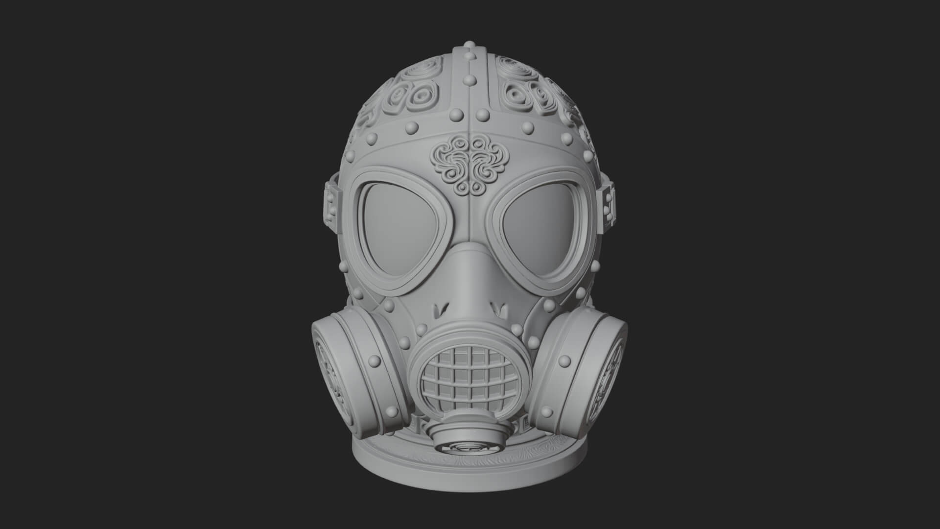 Steampunk Gas Mask Statue Design 1 3D Print Model 3D Model