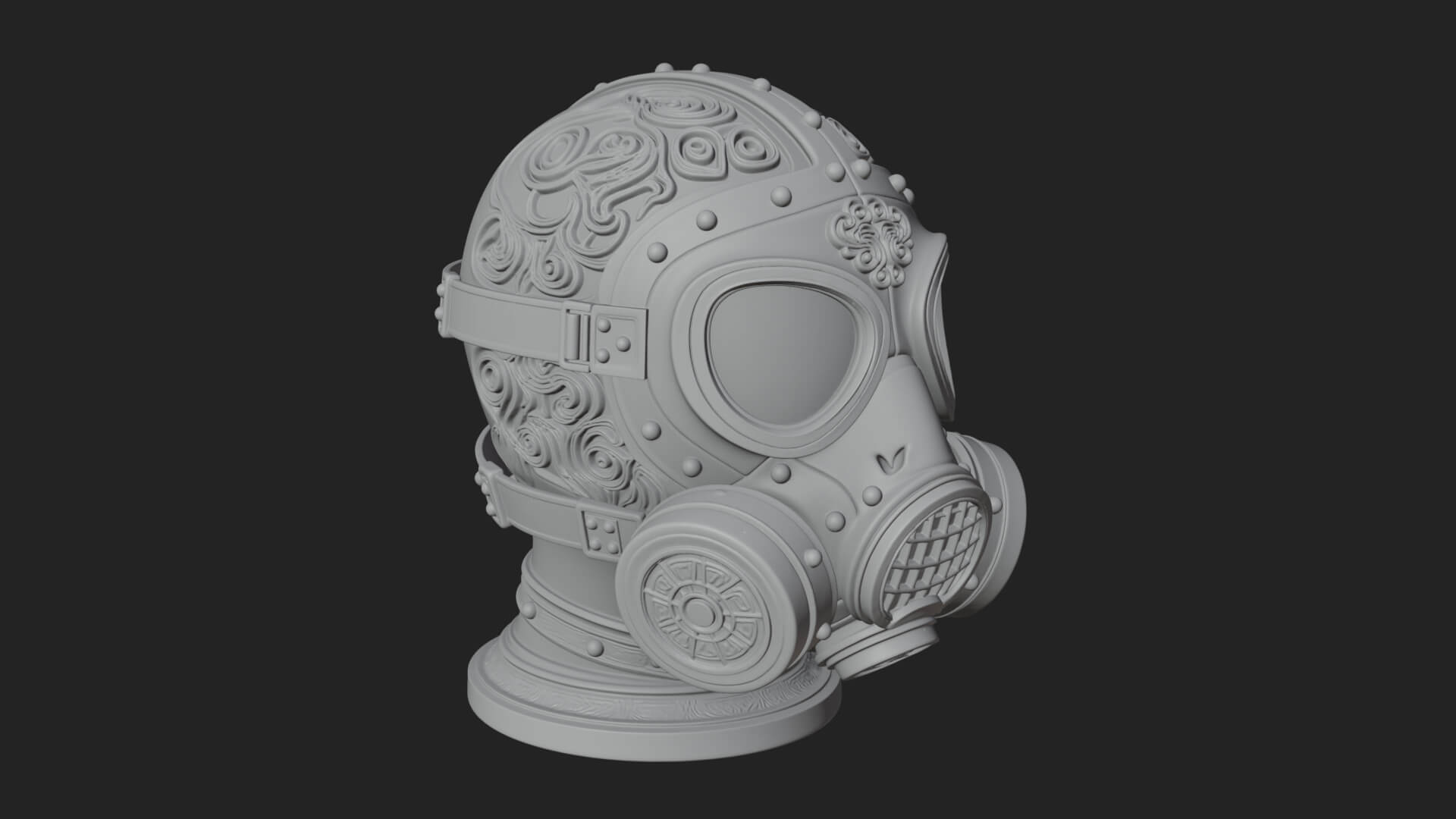 Steampunk Gas Mask Statue Design 1 3D Print Model 3D Model