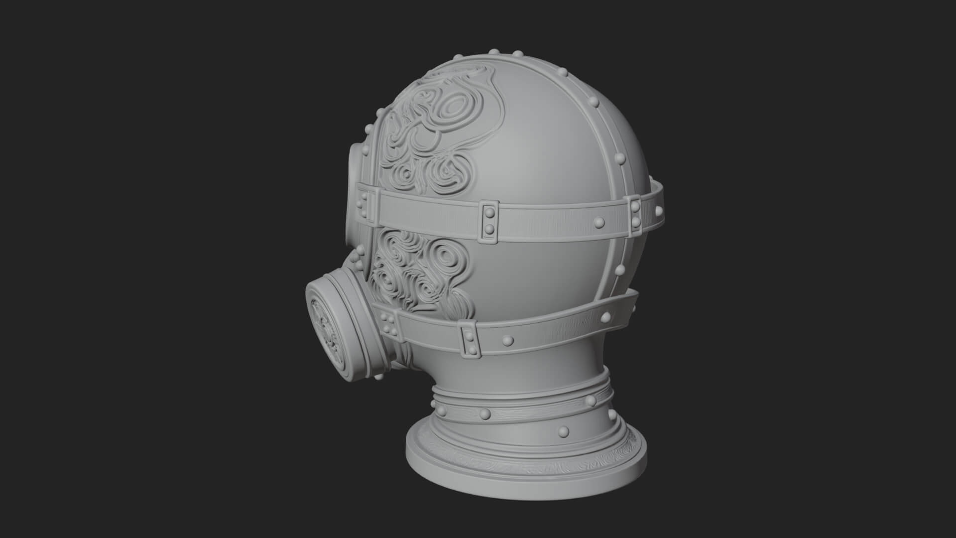 Steampunk Gas Mask Statue Design 1 3D Print Model 3D Model