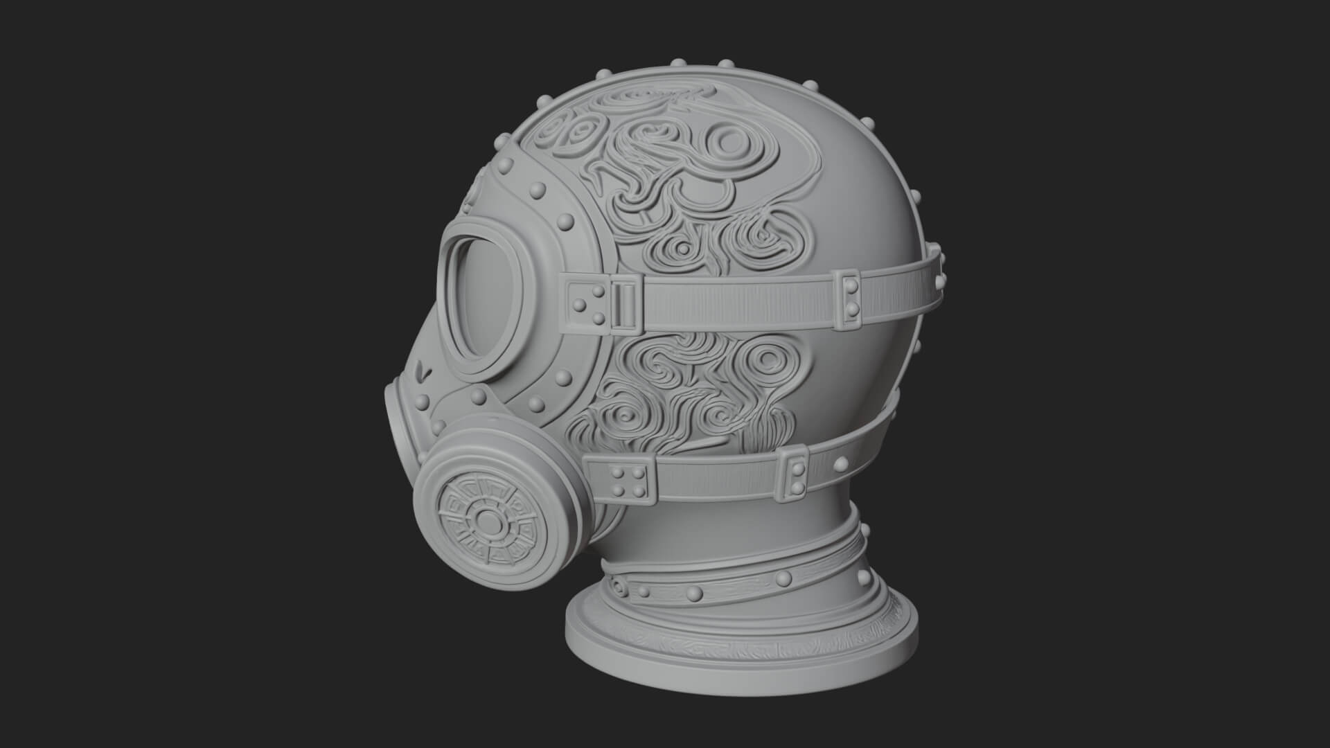 Steampunk Gas Mask Statue Design 1 3D Print Model 3D Model