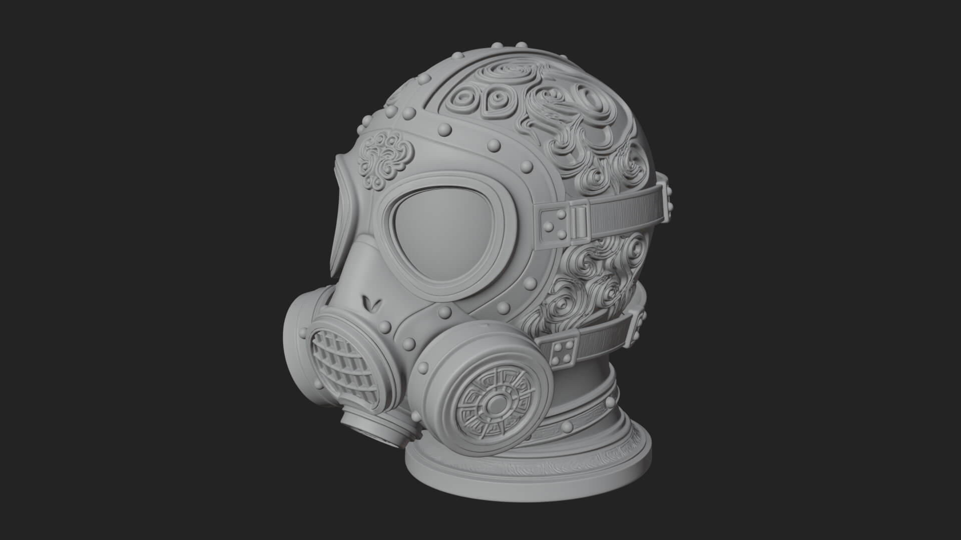 Steampunk Gas Mask Statue Design 1 3D Print Model 3D Model