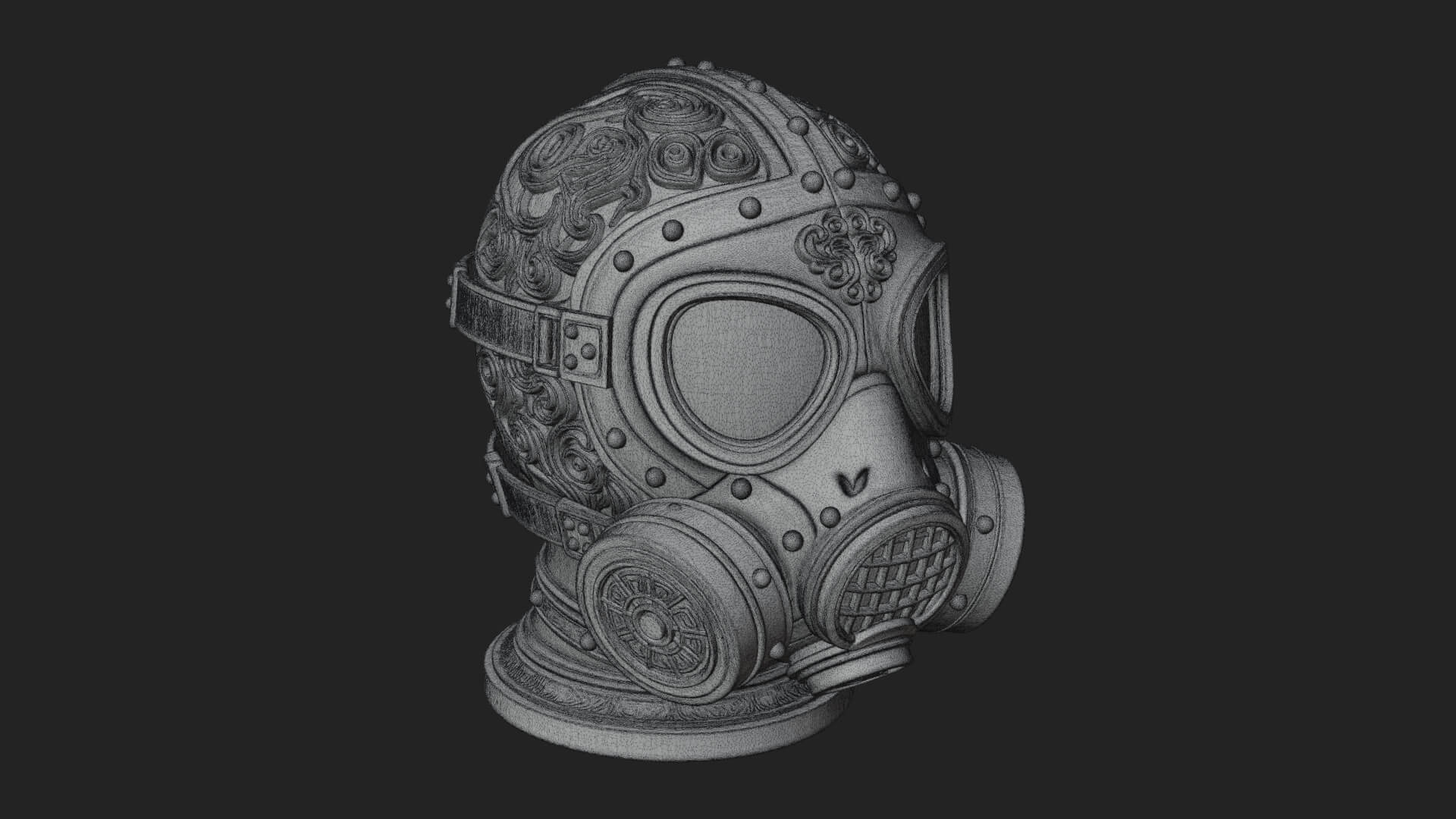 Steampunk Gas Mask Statue Design 1 3D Print Model 3D Model