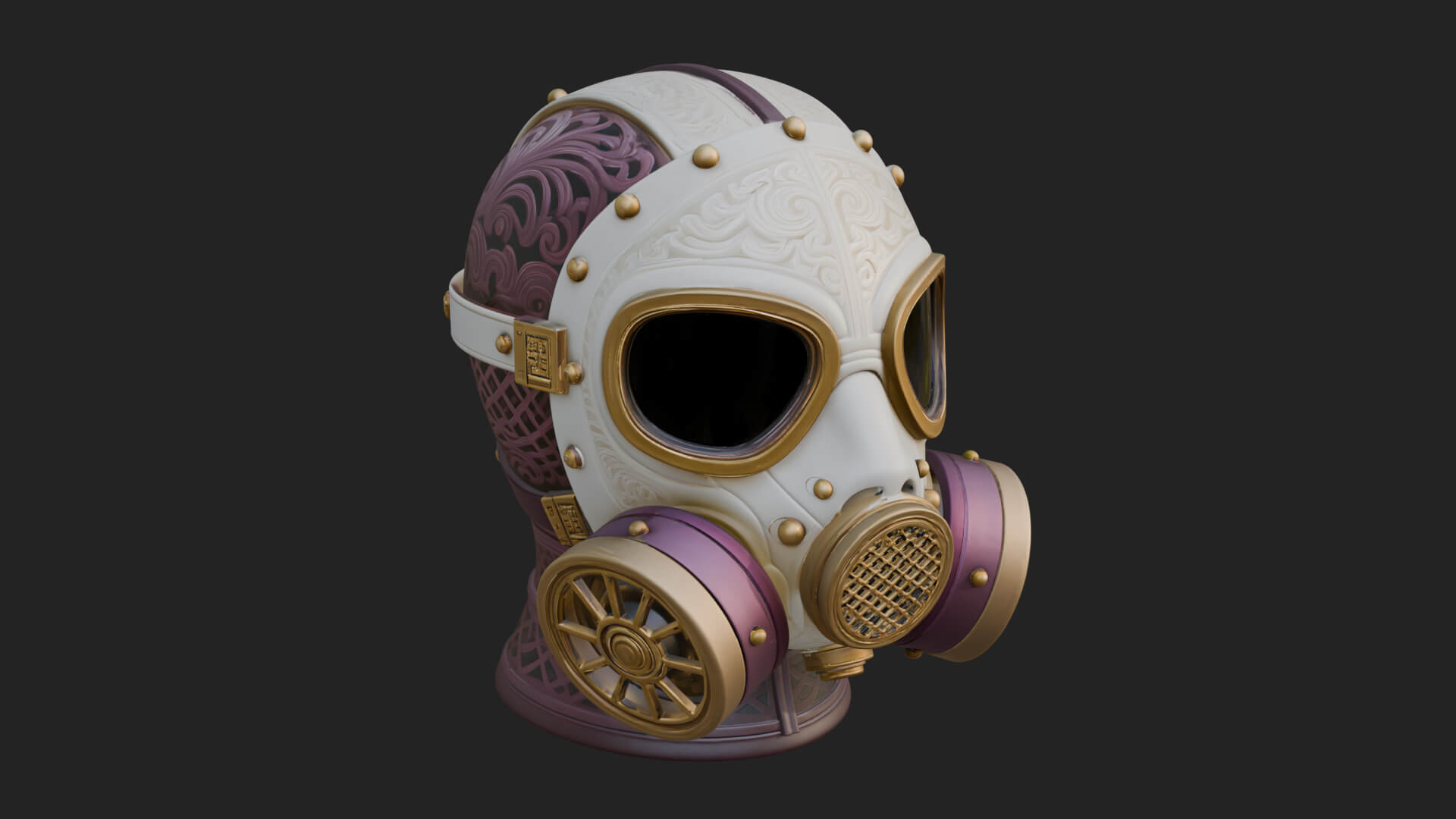 Steampunk Gas Mask Statue Design 2 3D Print Model 3D Model