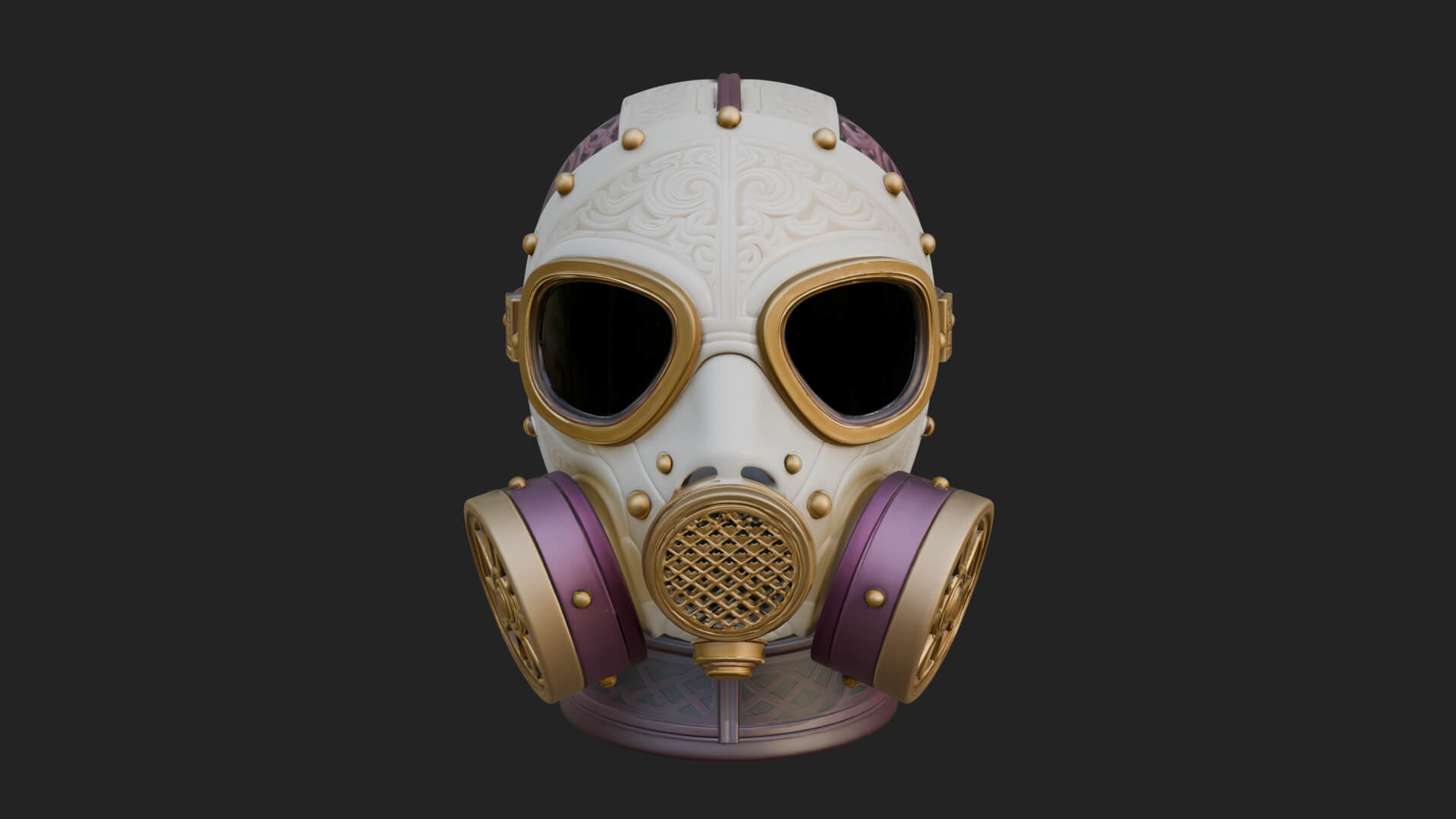 Steampunk Gas Mask Statue Design 2 3D Print Model 3D Model