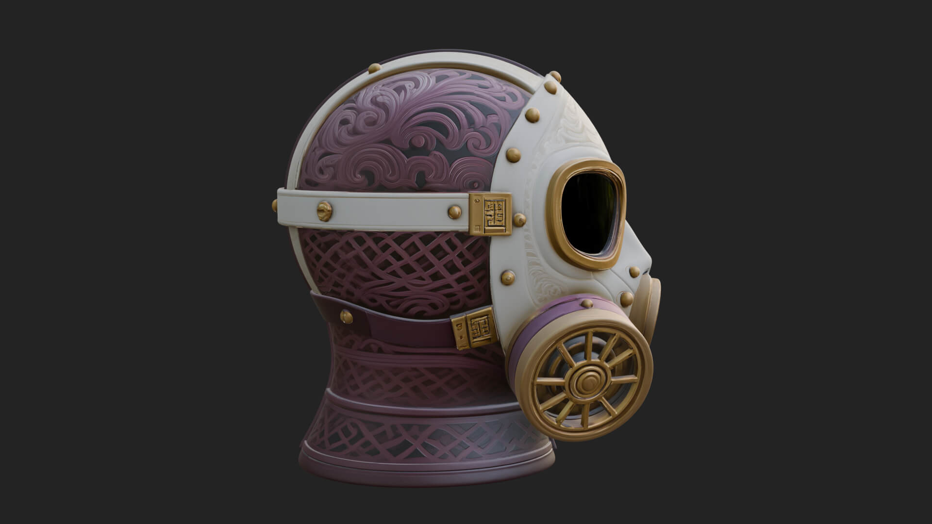 Steampunk Gas Mask Statue Design 2 3D Print Model by ARCHVANTA