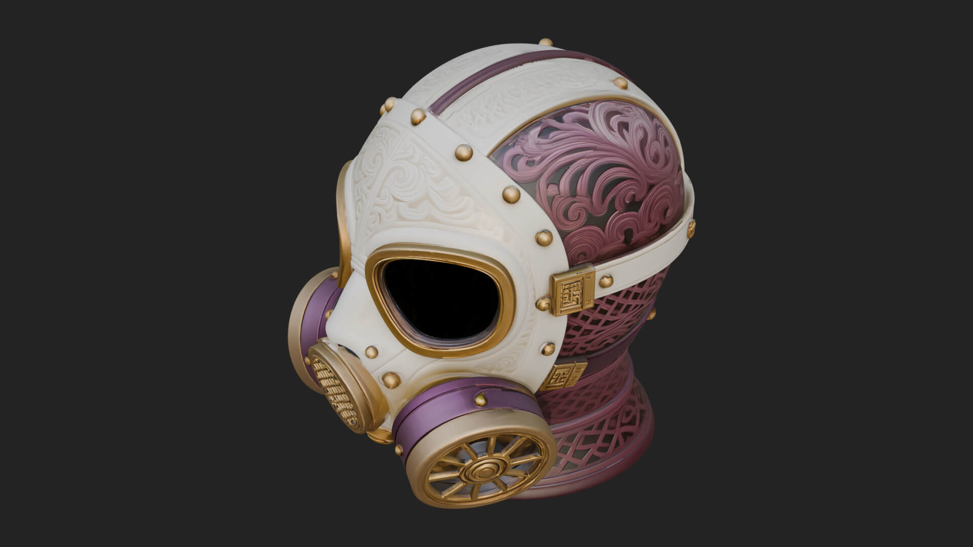 Steampunk Gas Mask Statue Design 2 3D Print Model by ARCHVANTA