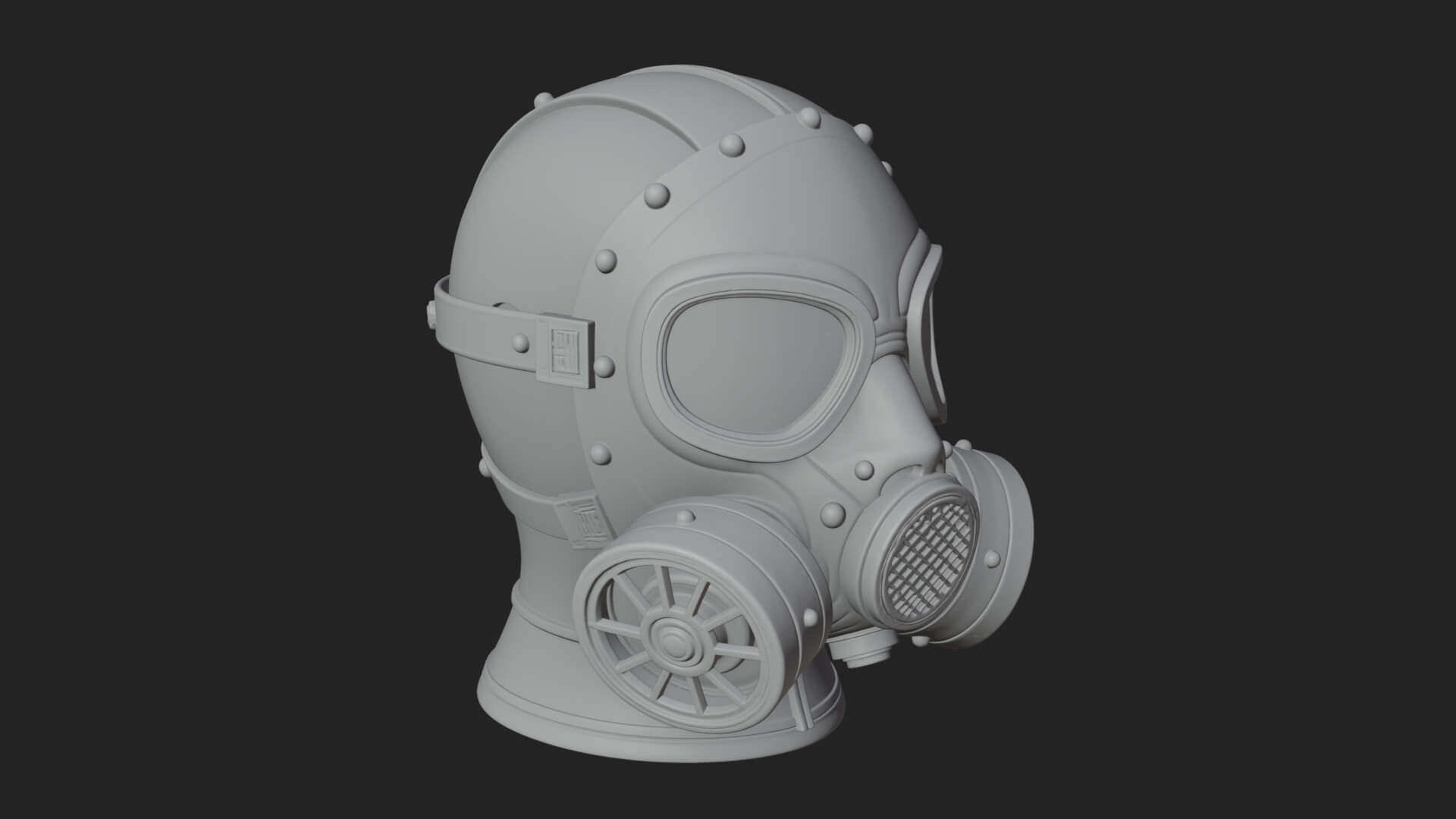 Steampunk Gas Mask Statue Design 2 3D Print Model 3D Model
