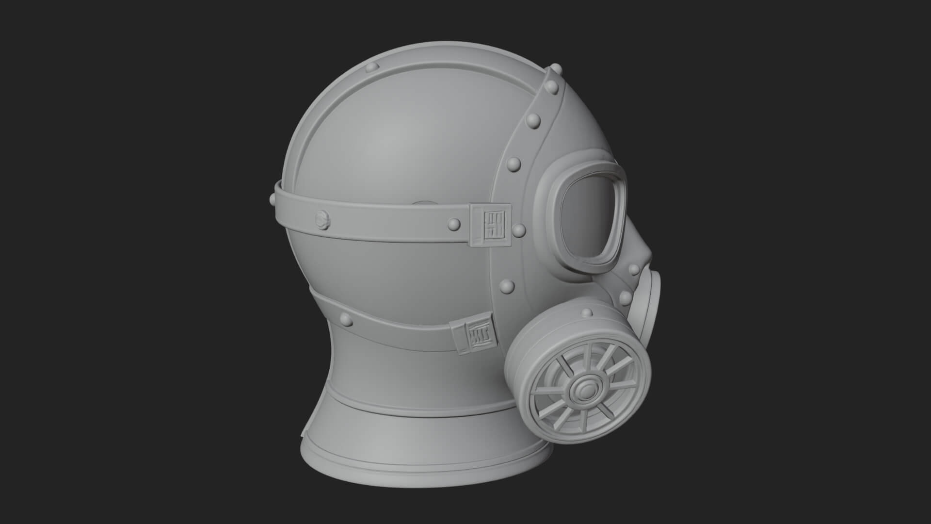 Steampunk Gas Mask Statue Design 2 3D Print Model 3D Model