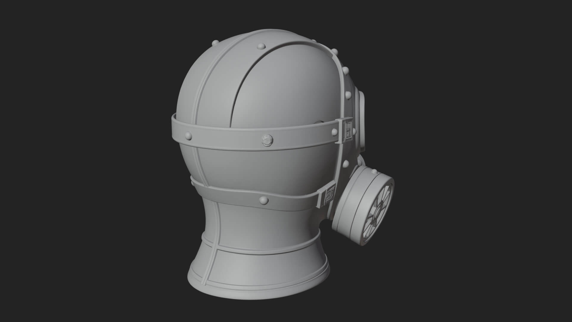 Steampunk Gas Mask Statue Design 2 3D Print Model 3D Model