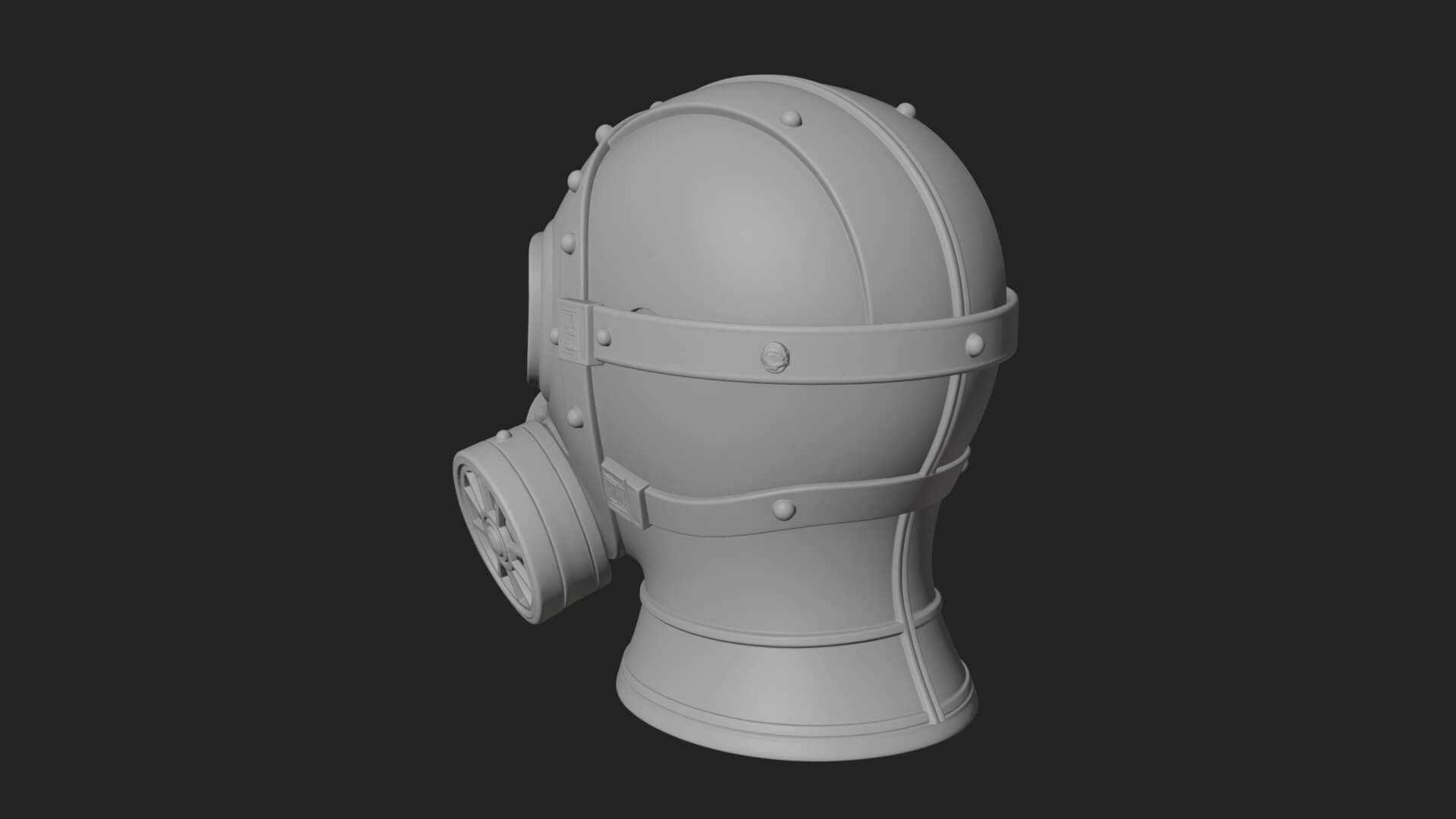 Steampunk Gas Mask Statue Design 2 3D Print Model 3D Model