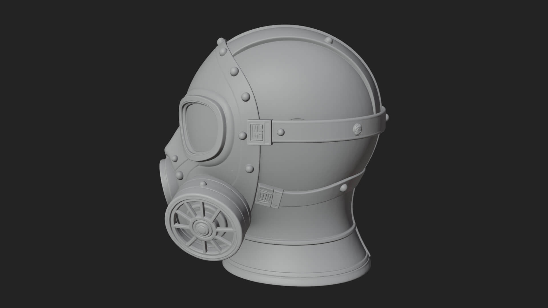 Steampunk Gas Mask Statue Design 2 3D Print Model 3D Model