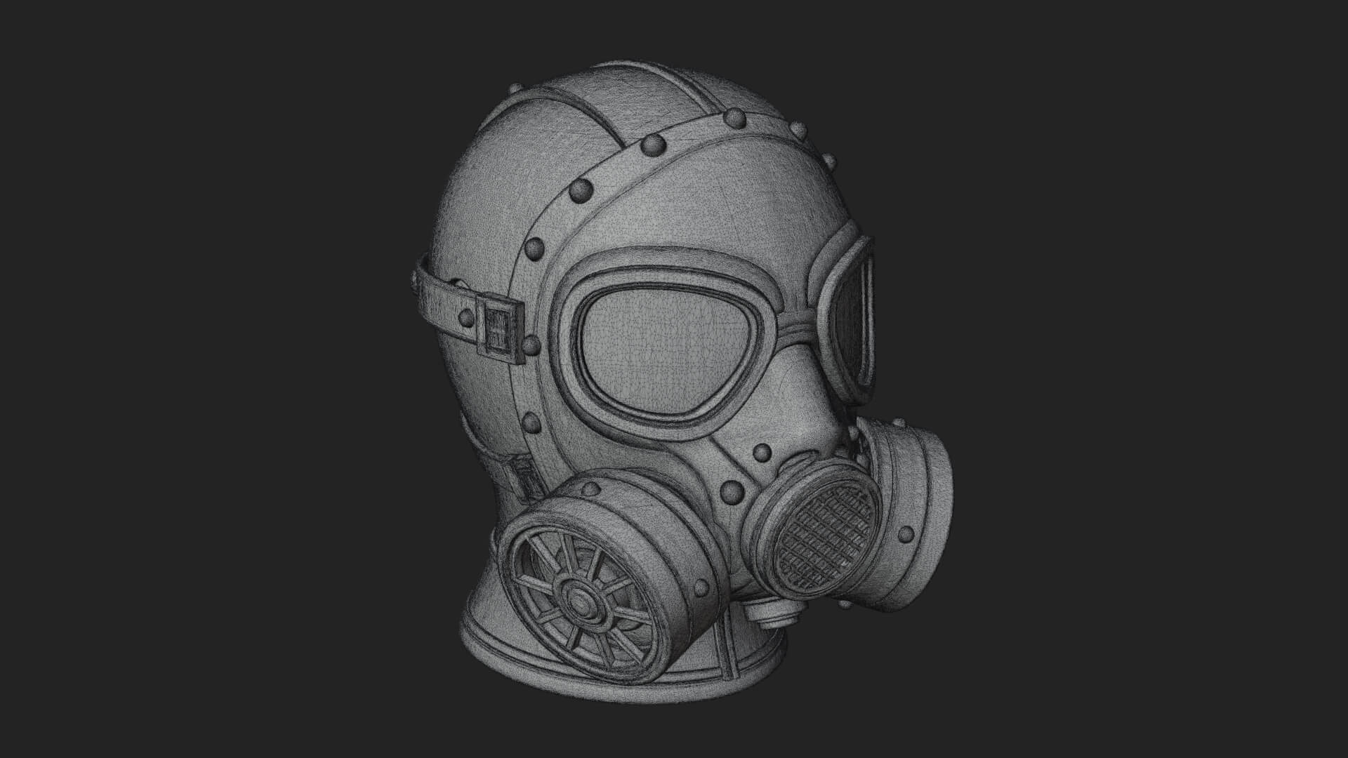 Steampunk Gas Mask Statue Design 2 3D Print Model 3D Model
